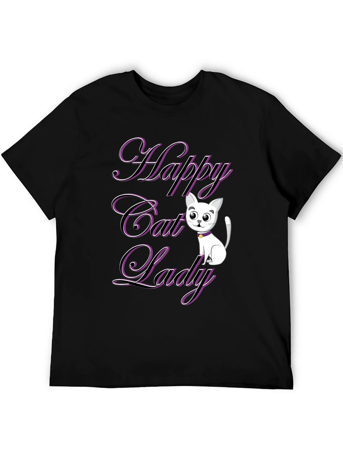 Happy Cat Lady T-Shirt - Black
