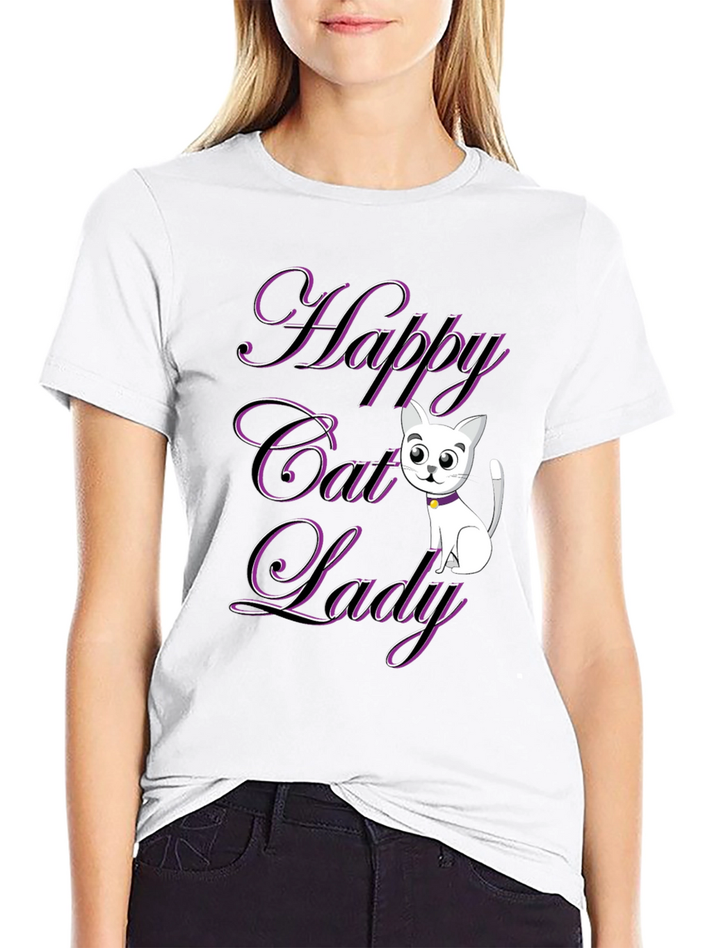 Happy Cat Lady T-Shirt - Black