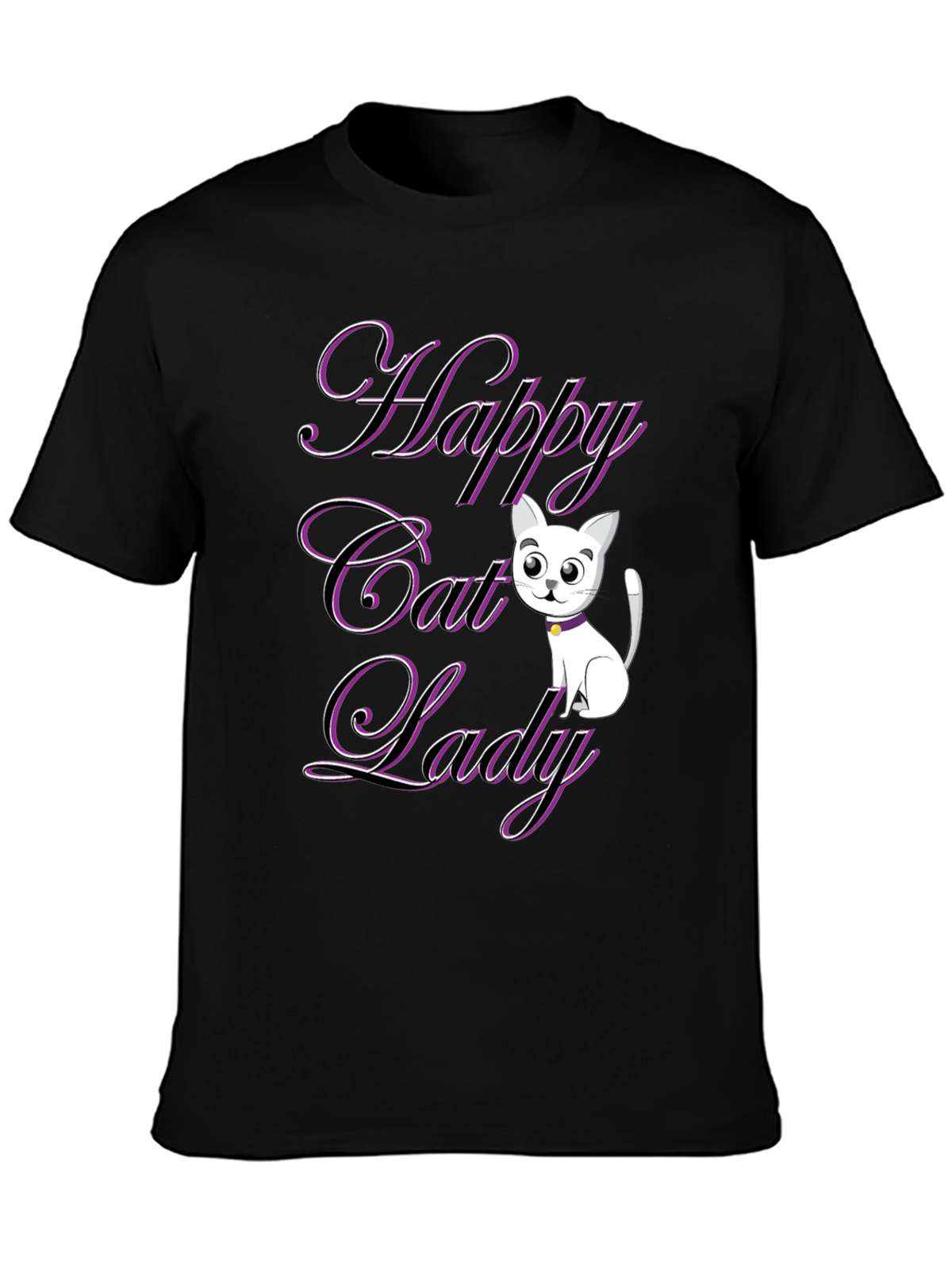 Happy Cat Lady T-Shirt - Black
