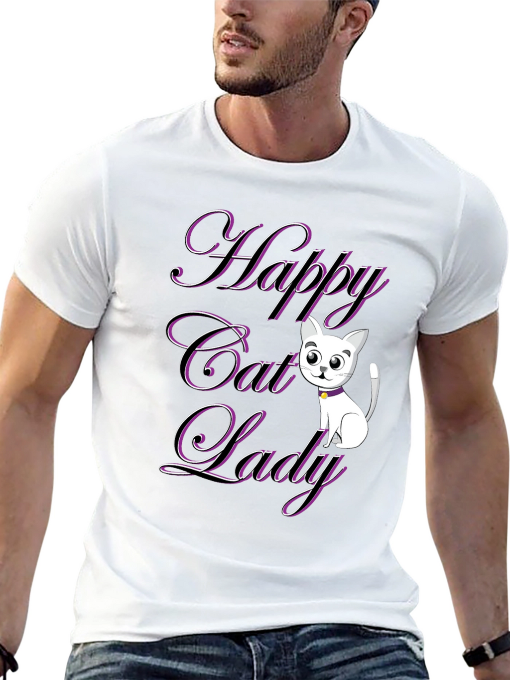 Happy Cat Lady T-Shirt - Black