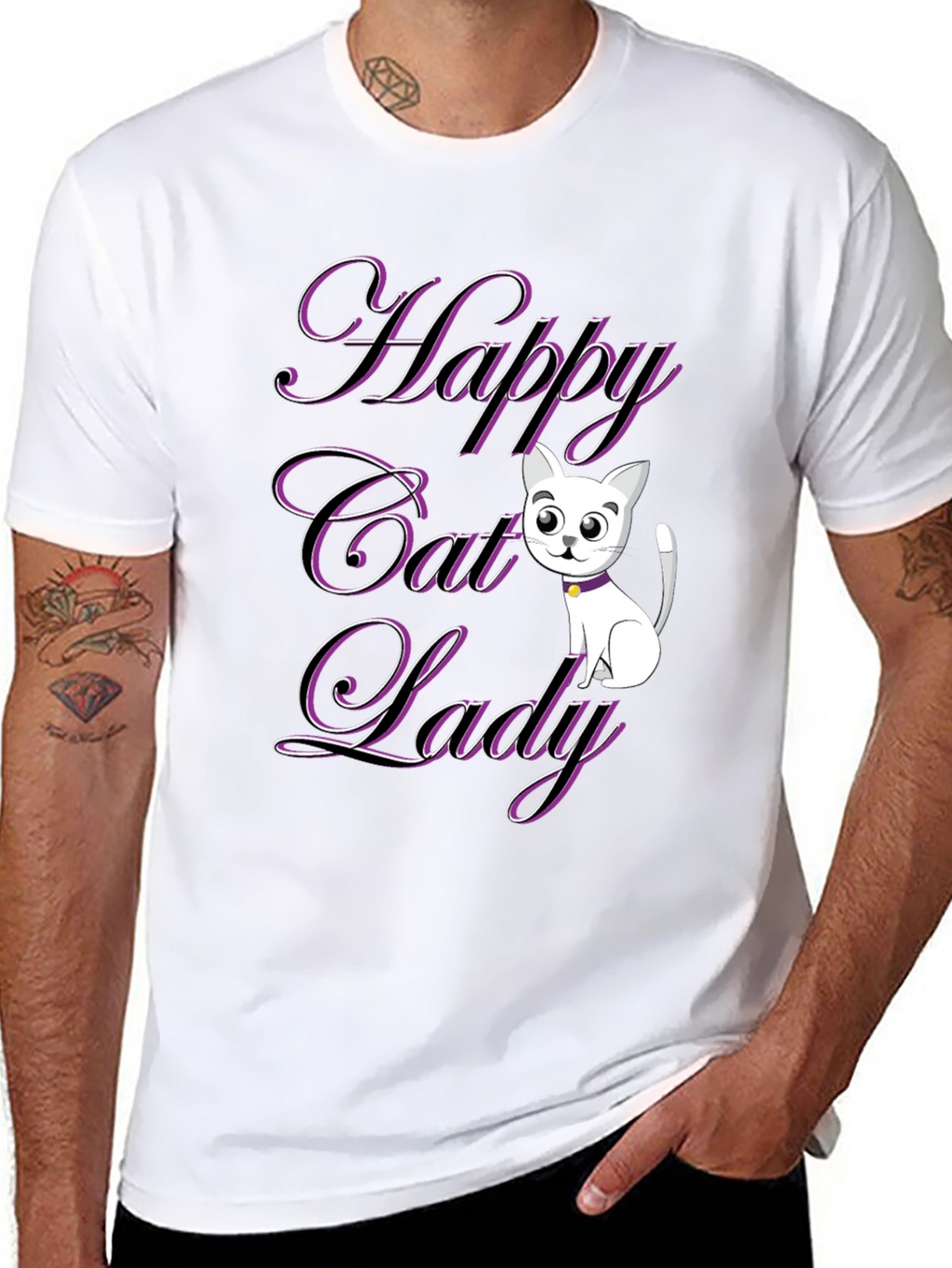 Happy Cat Lady T-Shirt - Black
