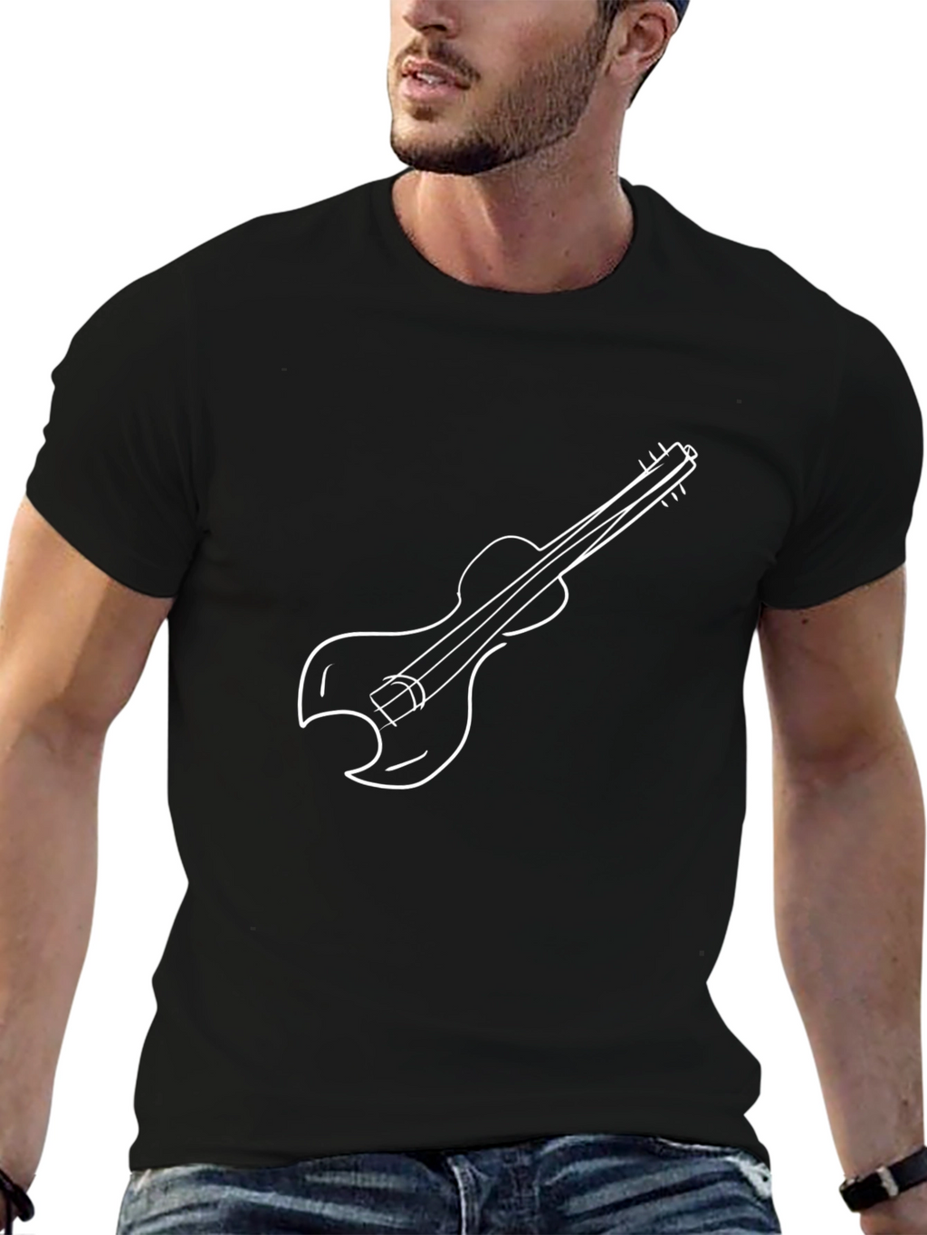 Guitar Graphic Black T-Shirt