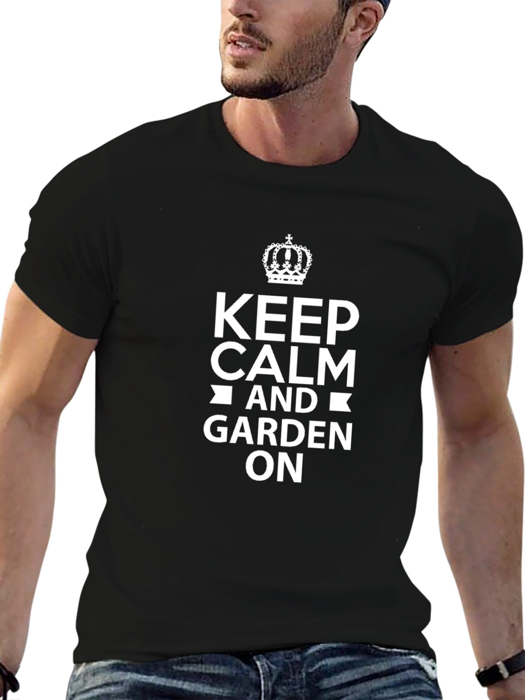 Keep Calm and Garden On Black Tee