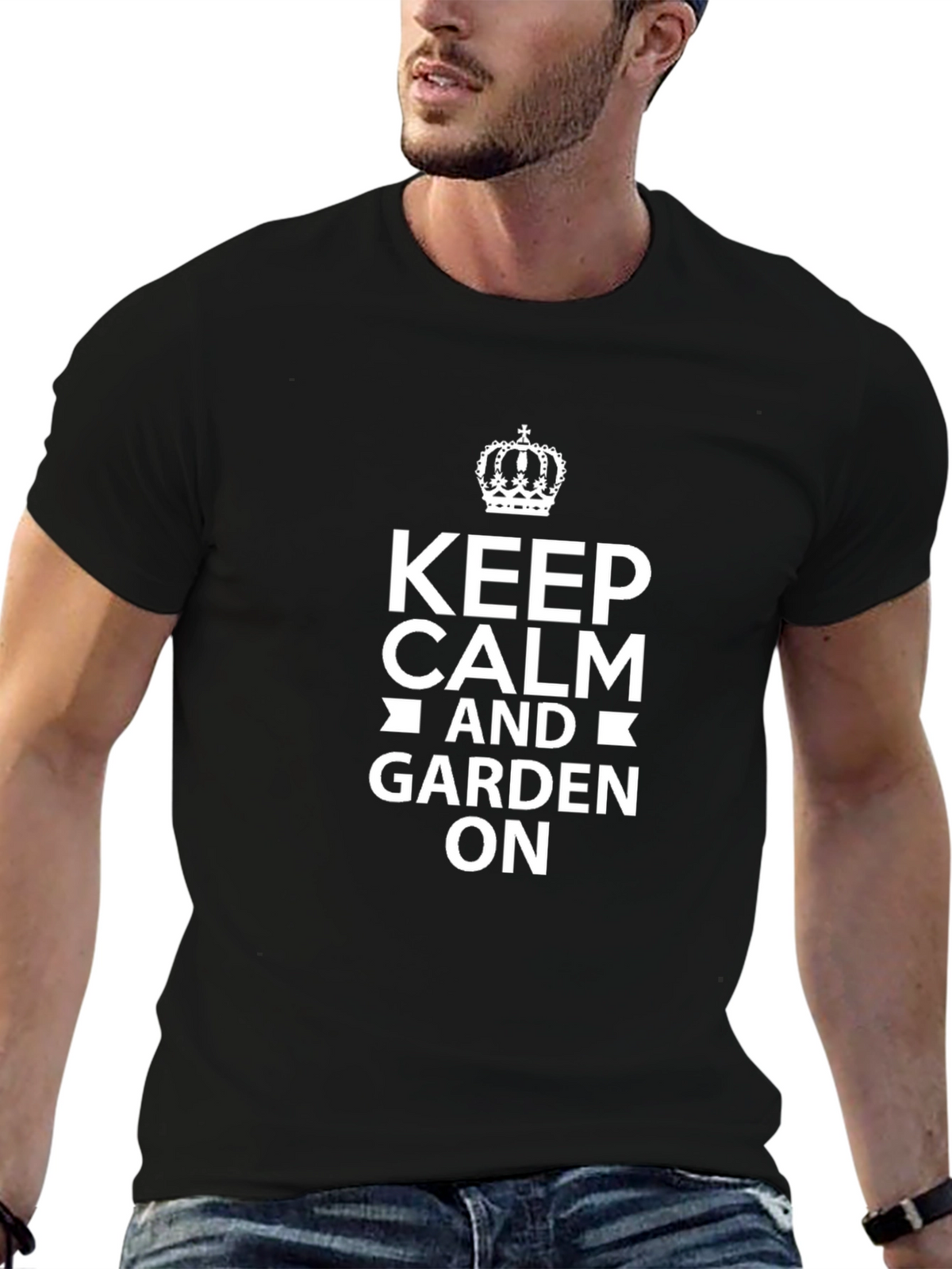 Keep Calm and Garden On Black Tee