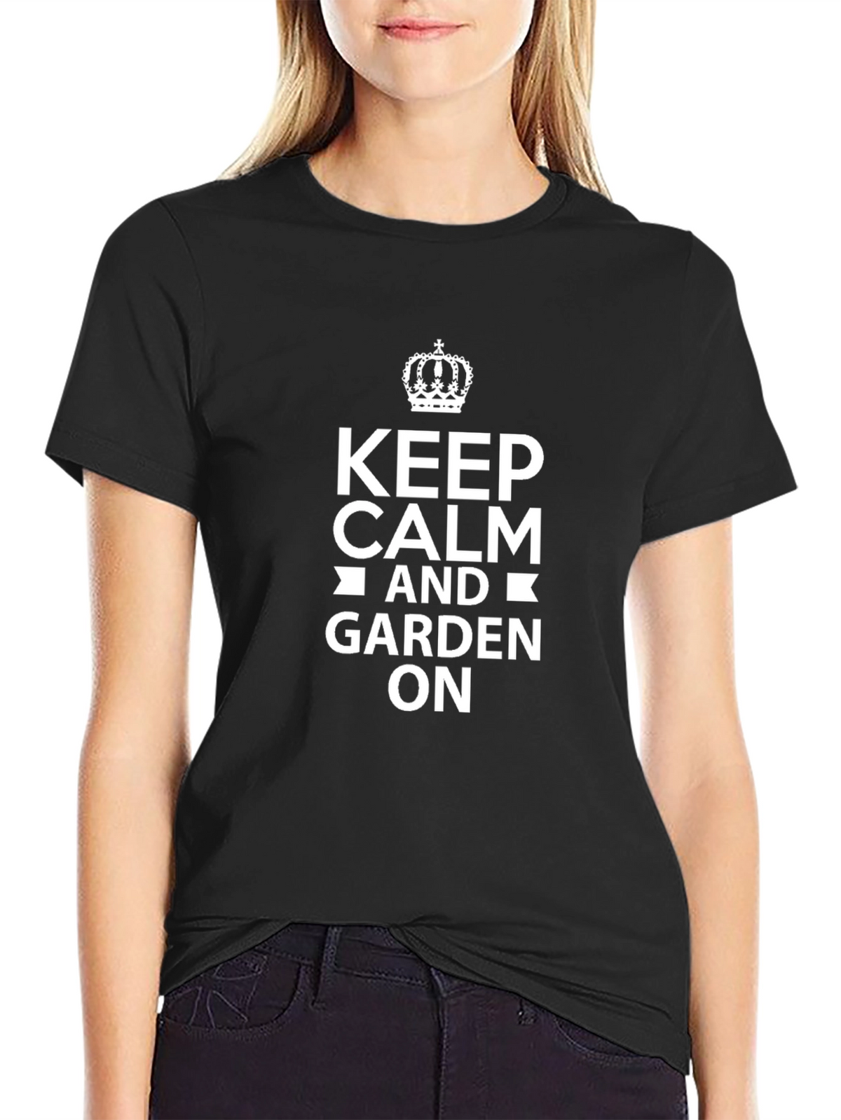 Keep Calm and Garden On Black Tee
