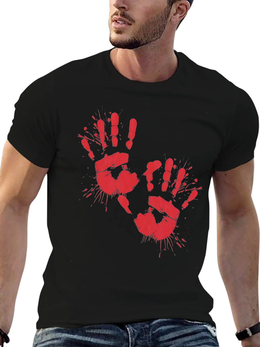 Bloody Handprint Graphic Tee - Halloween