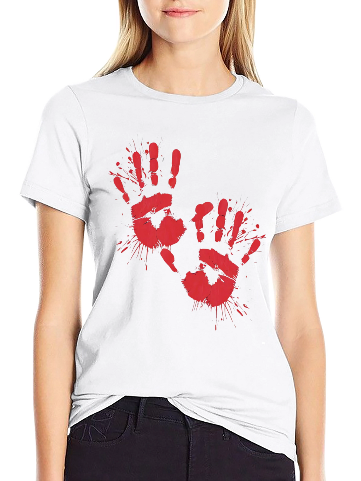 Bloody Handprint Graphic Tee - Halloween