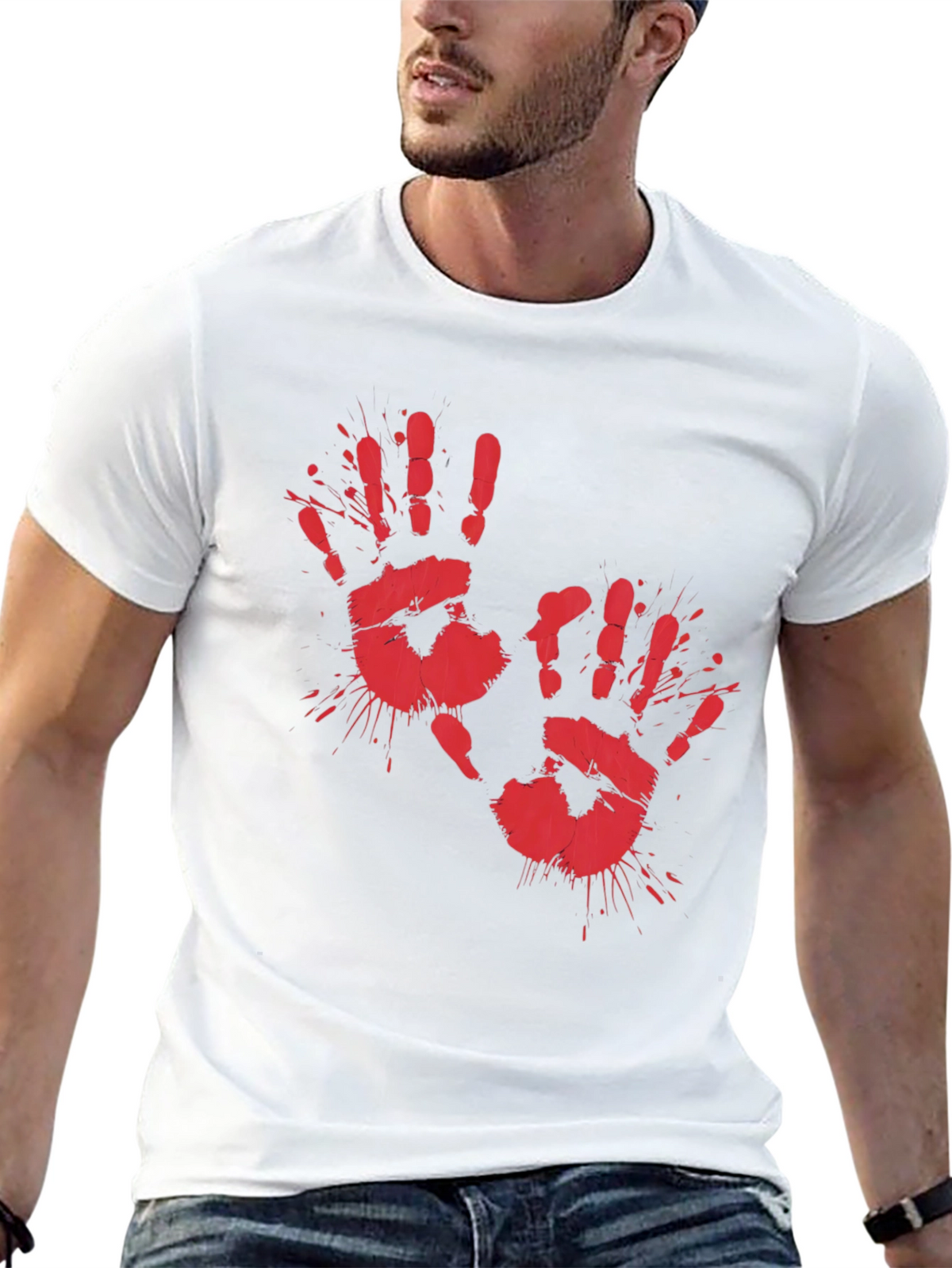 Bloody Handprint Graphic Tee - Halloween