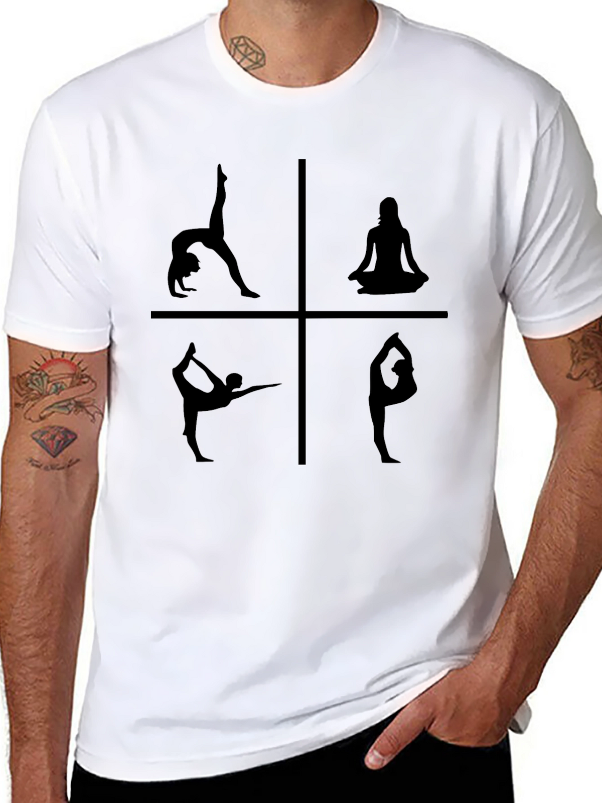 Yoga Pose Silhouette Graphic T-Shirt