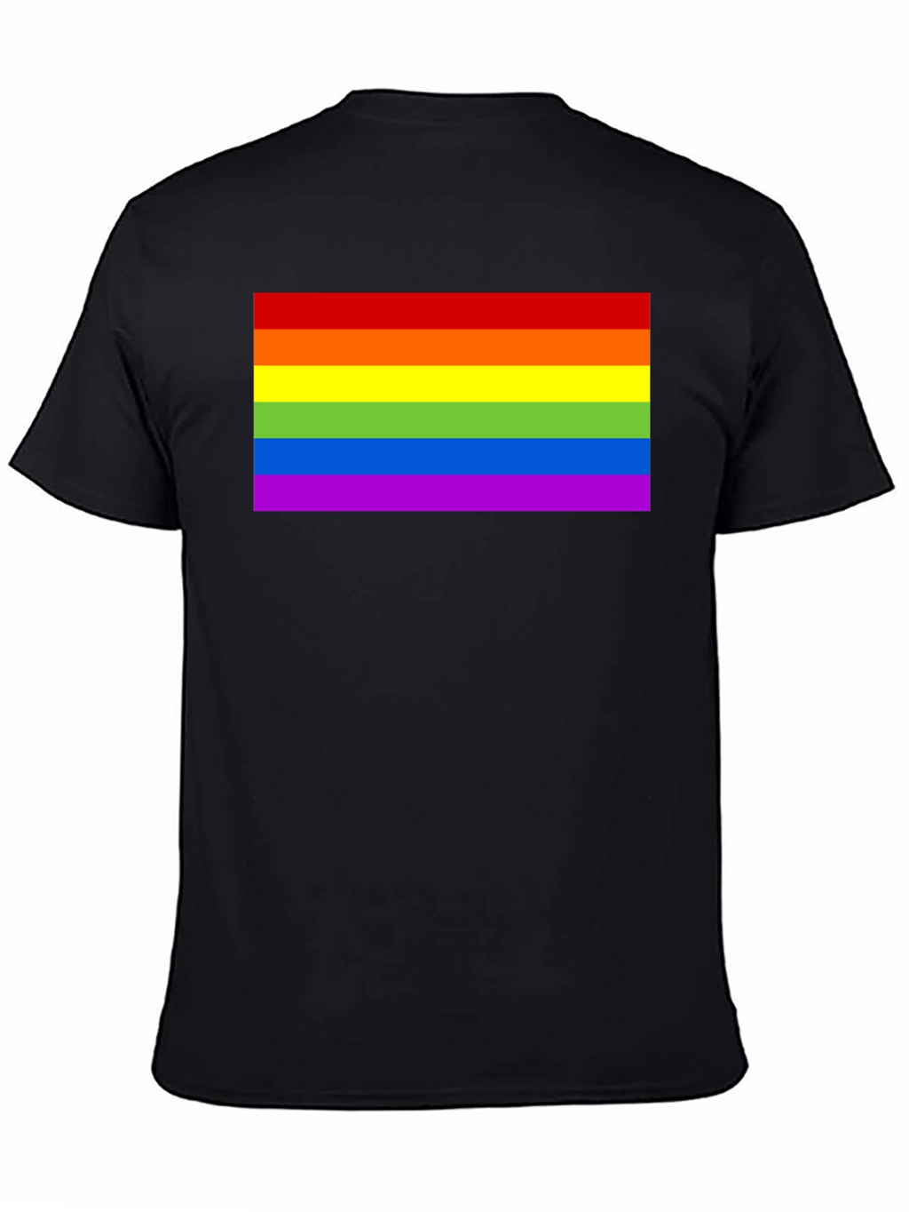 Pride Rainbow Flag Graphic Tee - Black Cotton T-Shirt