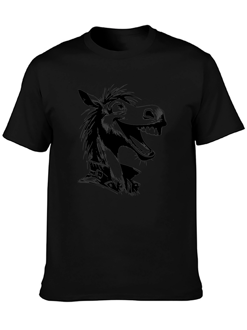 Cartoon Horse Graphic T-Shirt - Mens Black Tee