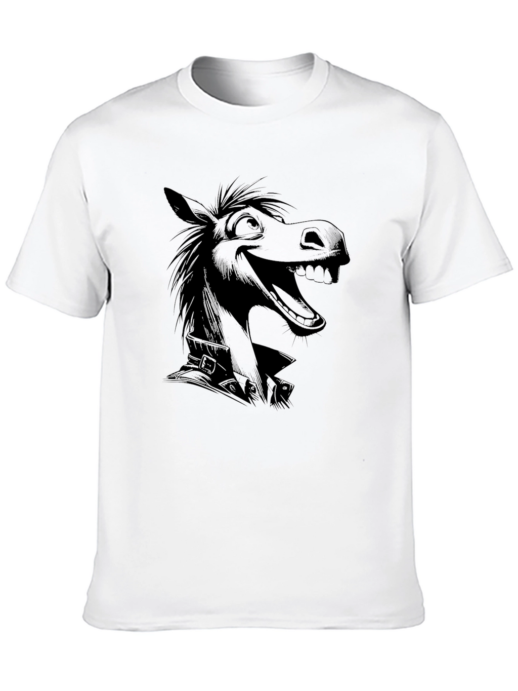 Cartoon Horse Graphic T-Shirt - Mens Black Tee