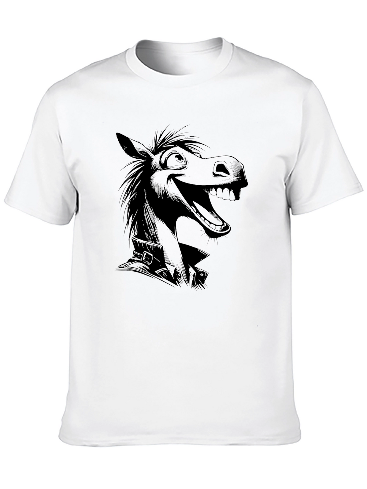 Cartoon Horse Graphic T-Shirt - Mens Black Tee