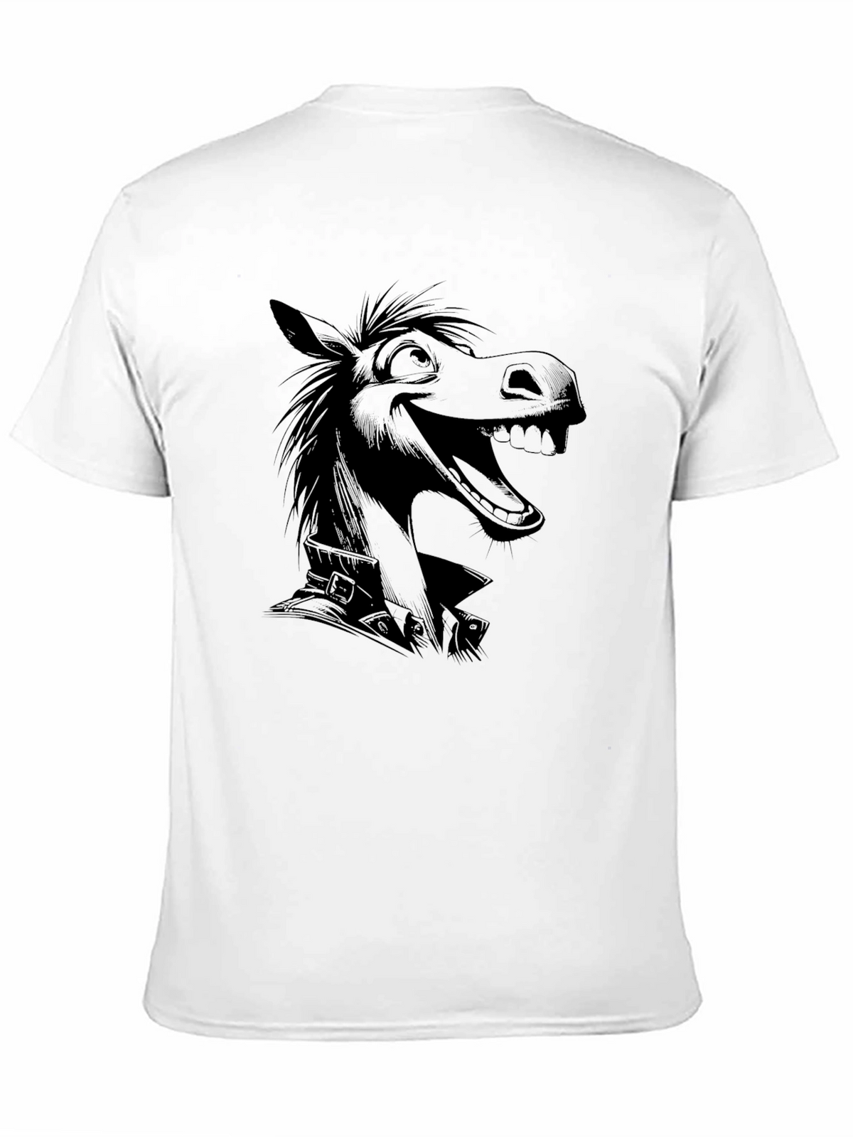 Cartoon Horse Graphic T-Shirt - Mens Black Tee