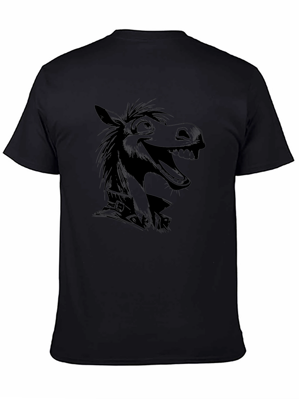 Cartoon Horse Graphic T-Shirt - Mens Black Tee