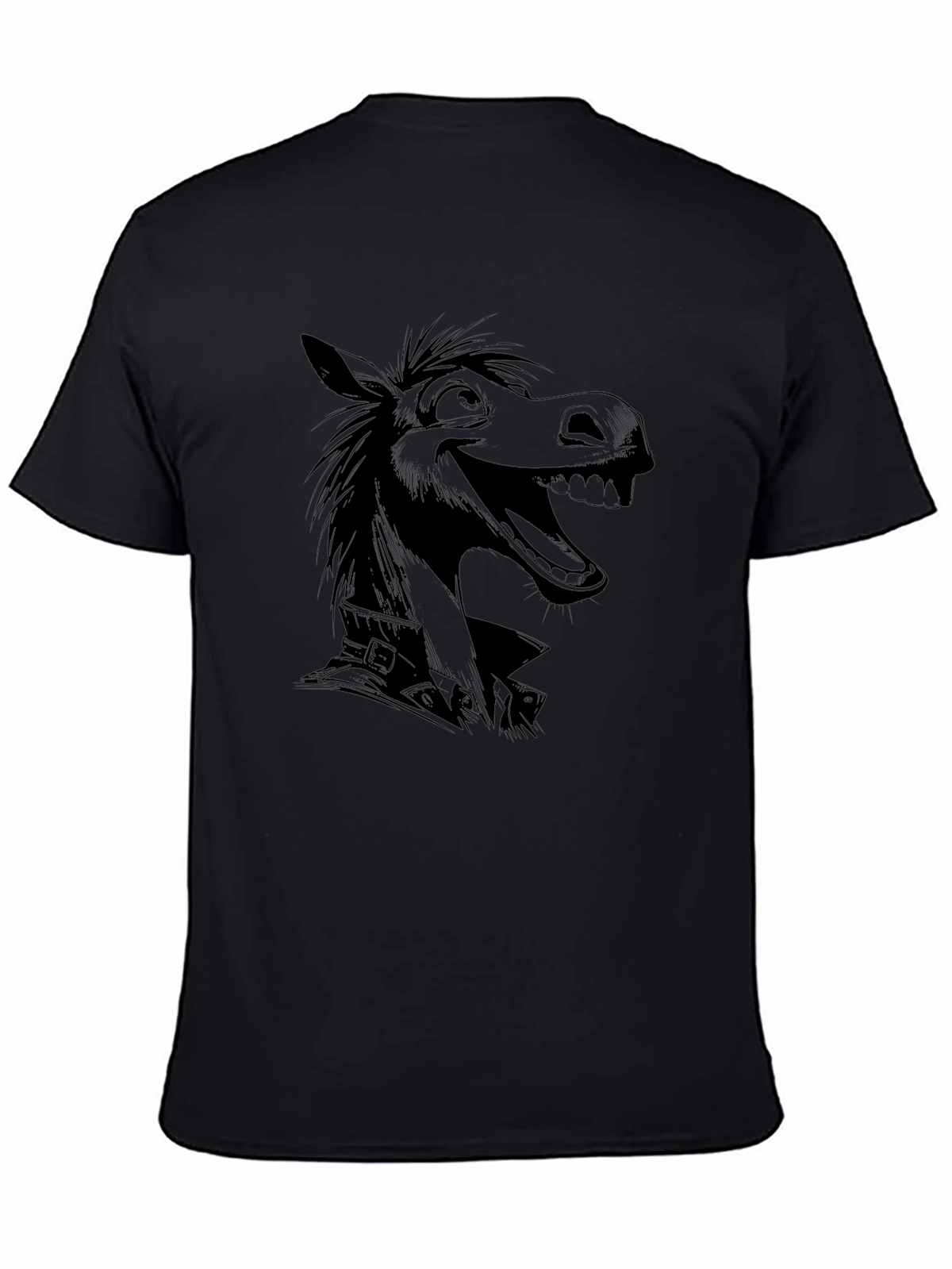 Cartoon Horse Graphic T-Shirt - Mens Black Tee