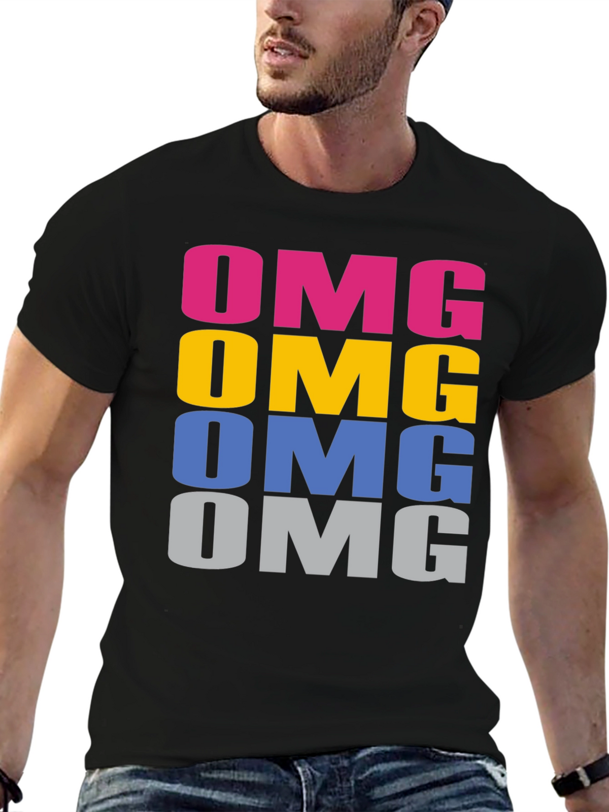 OMG Rainbow Graphic Tee - Fun Casual Cotton T-Shirt