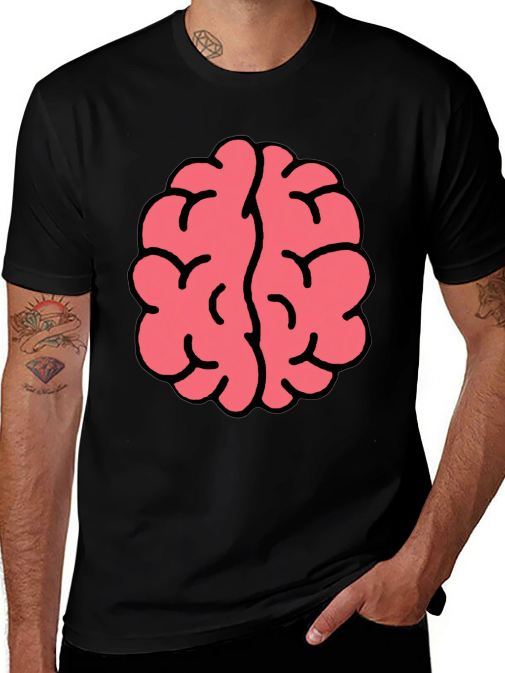 Brain Graphic Tee - Black Cotton Blend