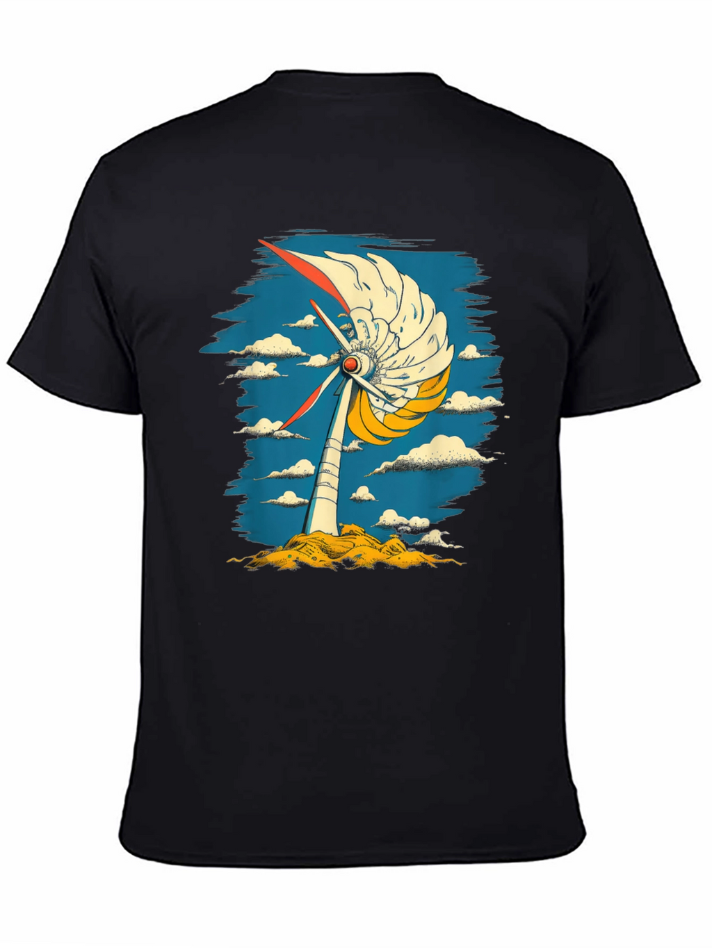 Abstract Windmill Graphic Tee - Modern Art Style
