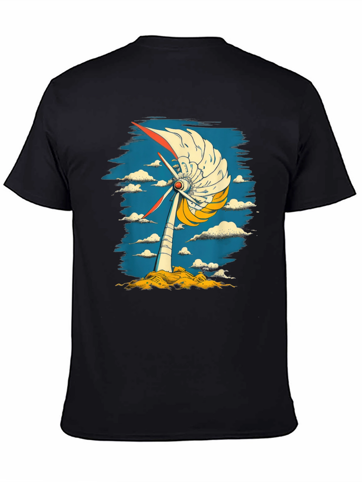 Abstract Windmill Graphic Tee - Modern Art Style