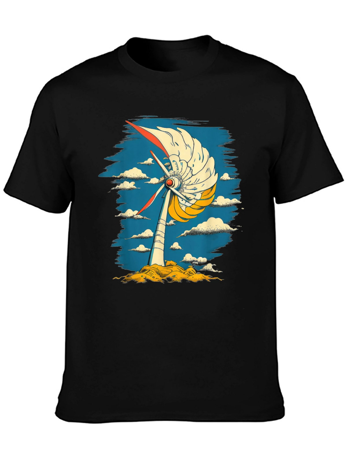 Abstract Windmill Graphic Tee - Modern Art Style