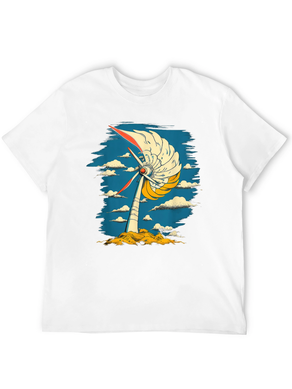 Abstract Windmill Graphic Tee - Modern Art Style