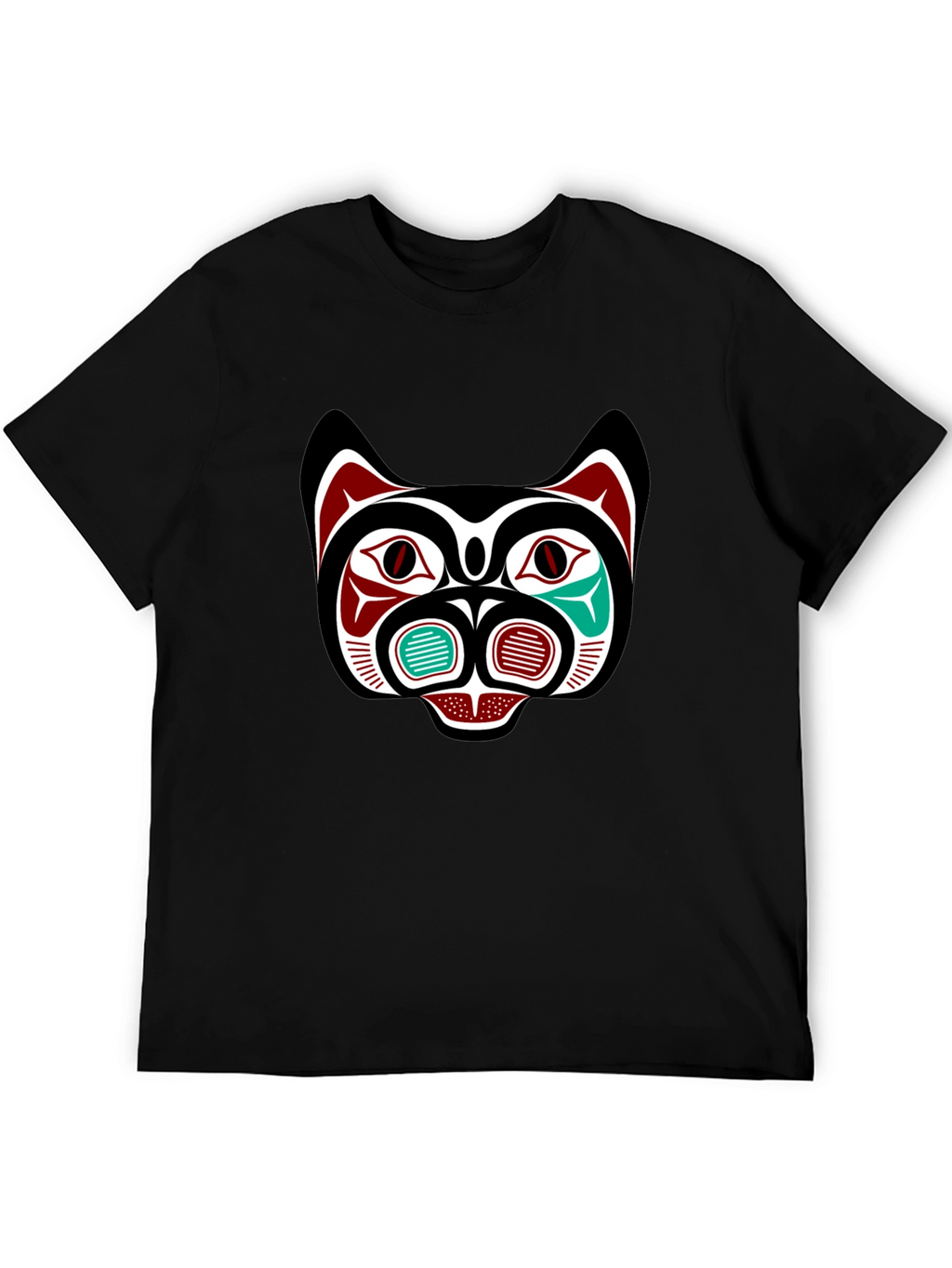 Tribal Bear Face Graphic Tee - Black