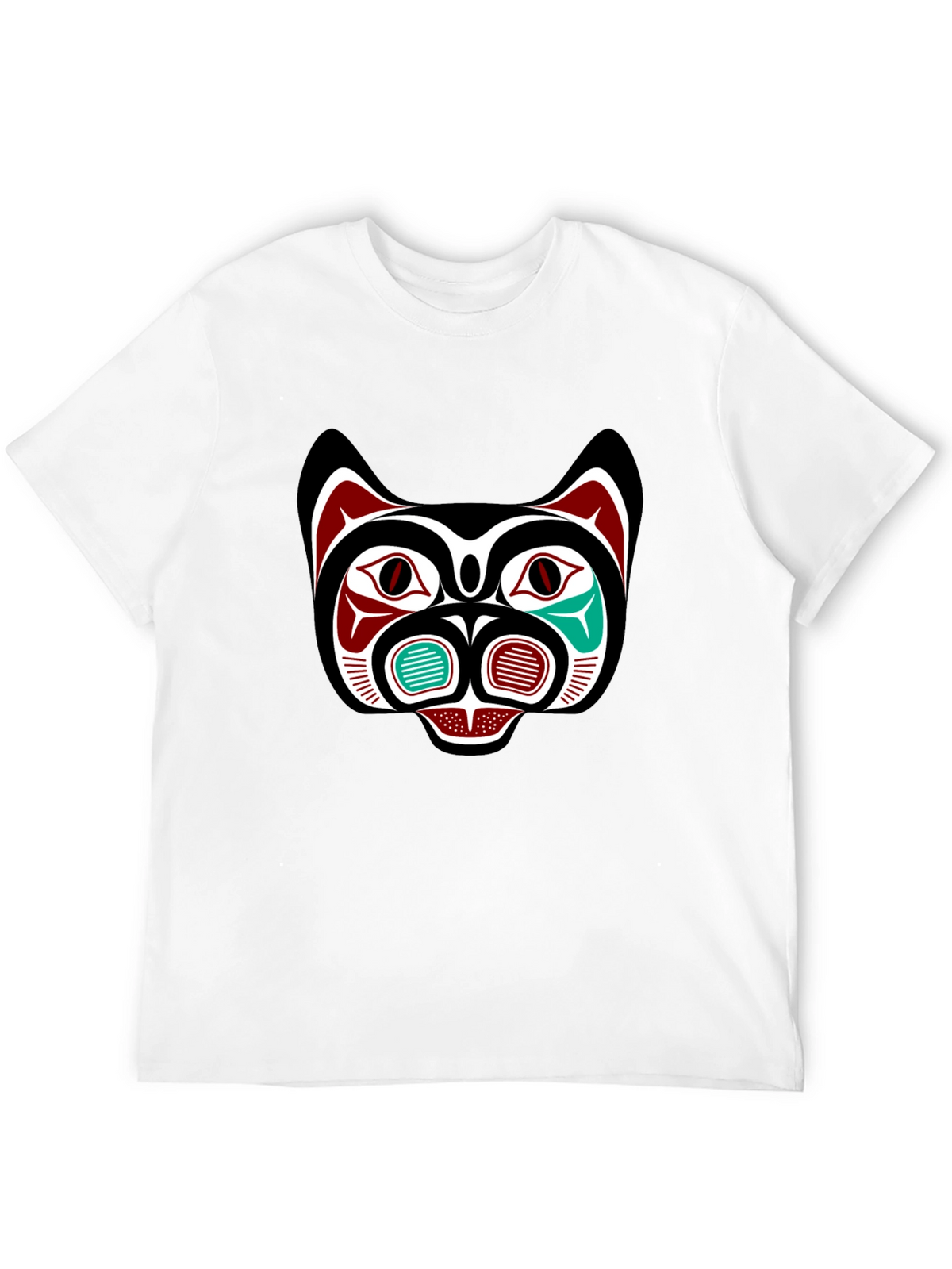 Tribal Bear Face Graphic Tee - Black