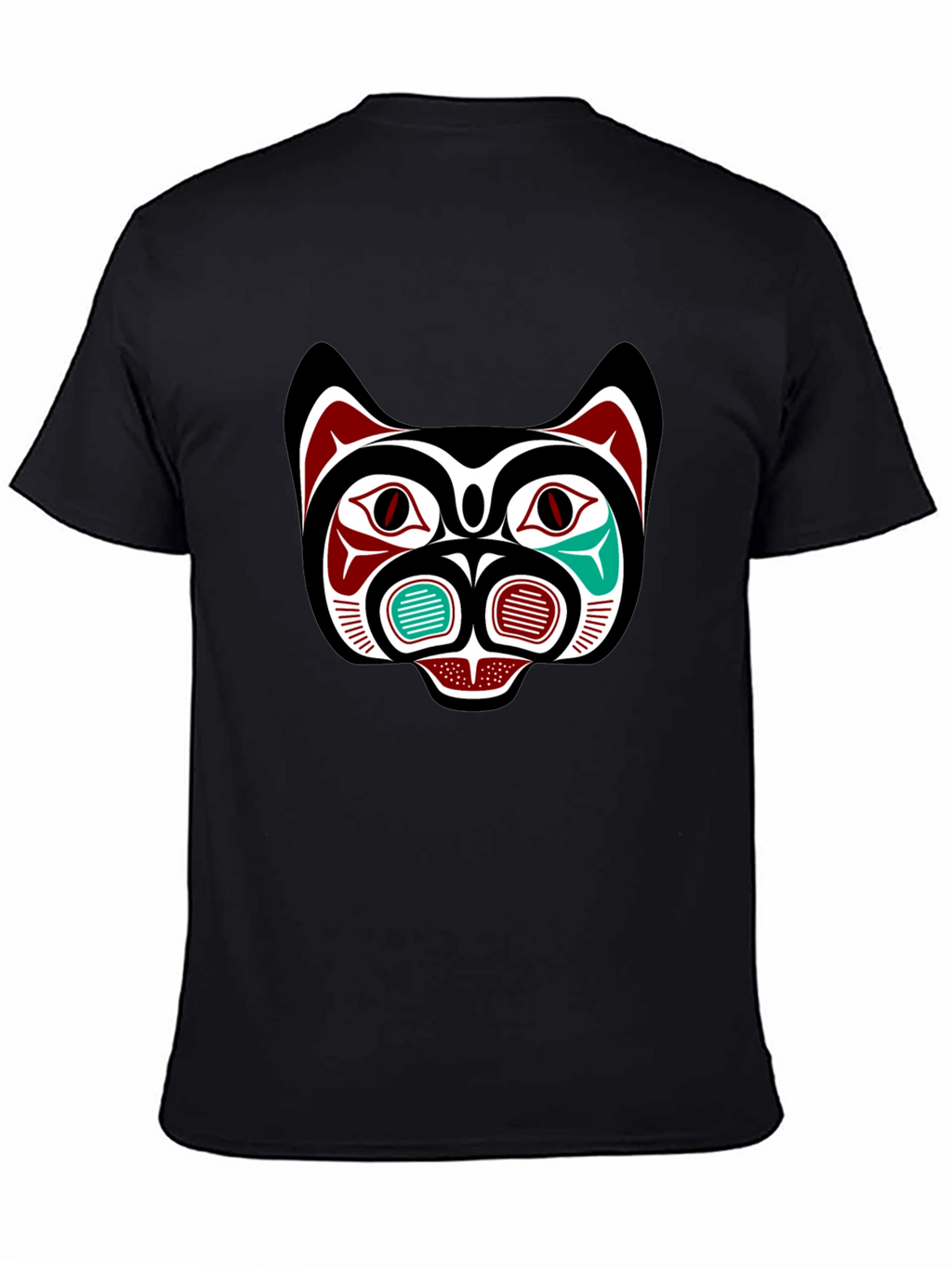 Tribal Bear Face Graphic Tee - Black