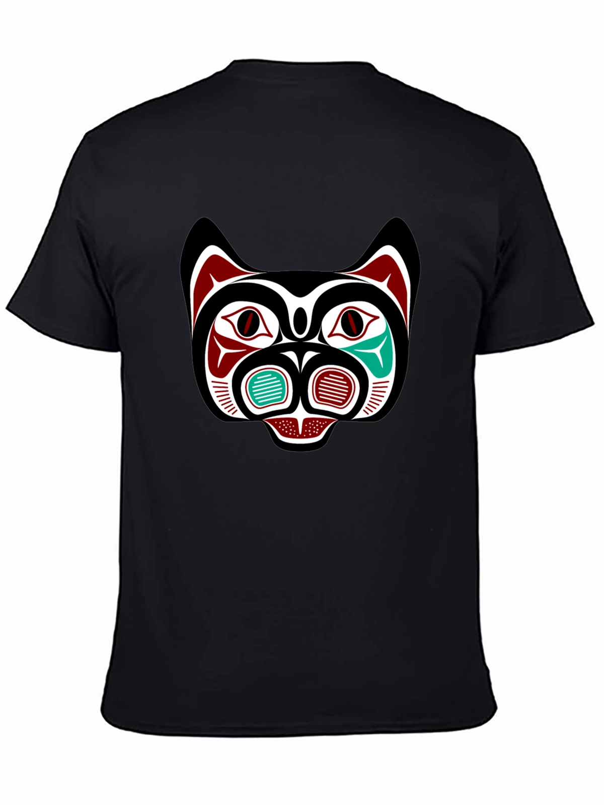 Tribal Bear Face Graphic Tee - Black