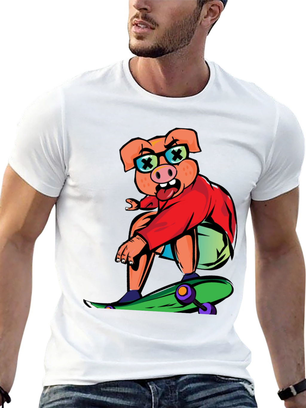Skateboarding Pig Graphic Tee