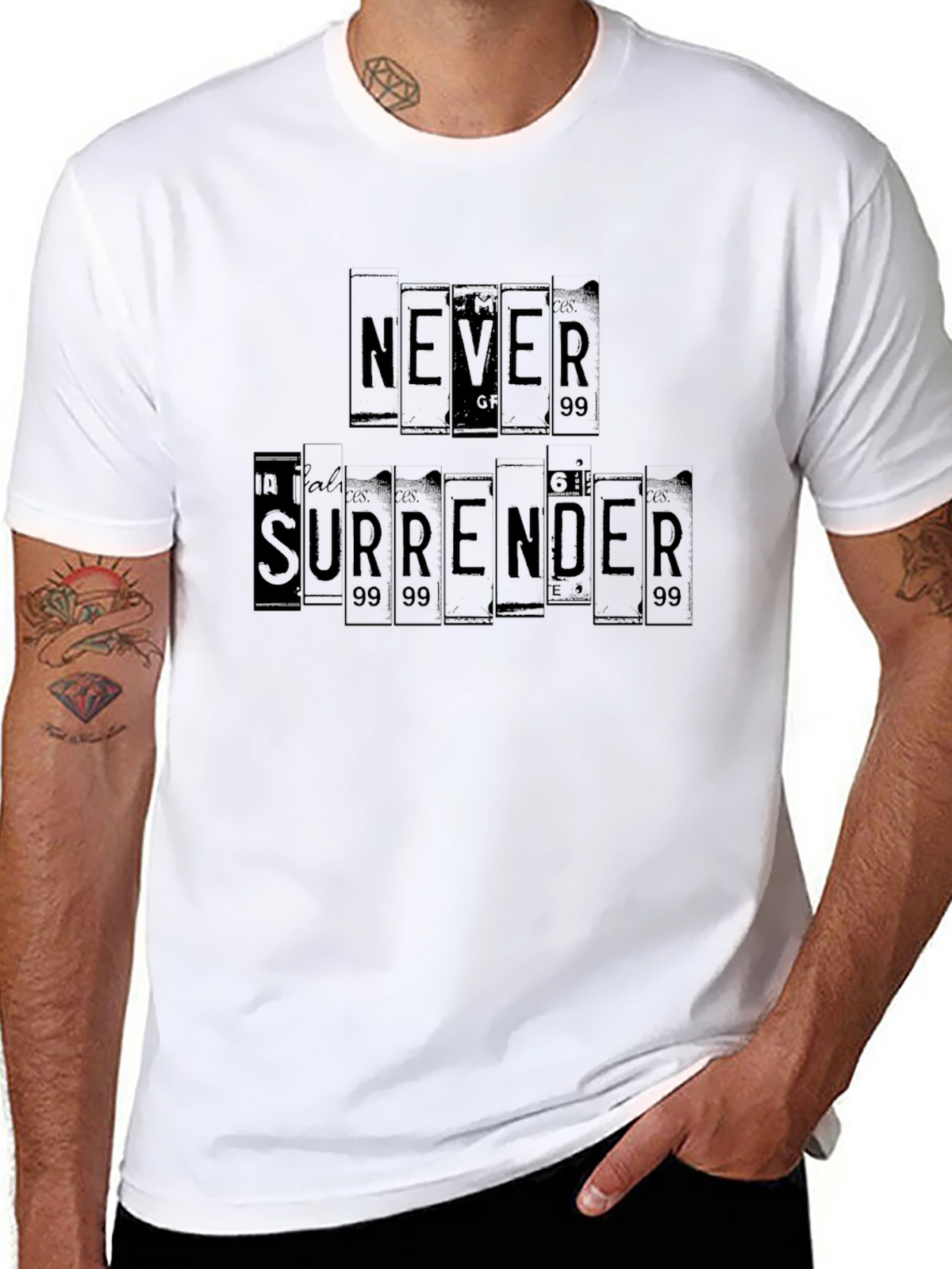 Never Surrender Graphic Tee - Black