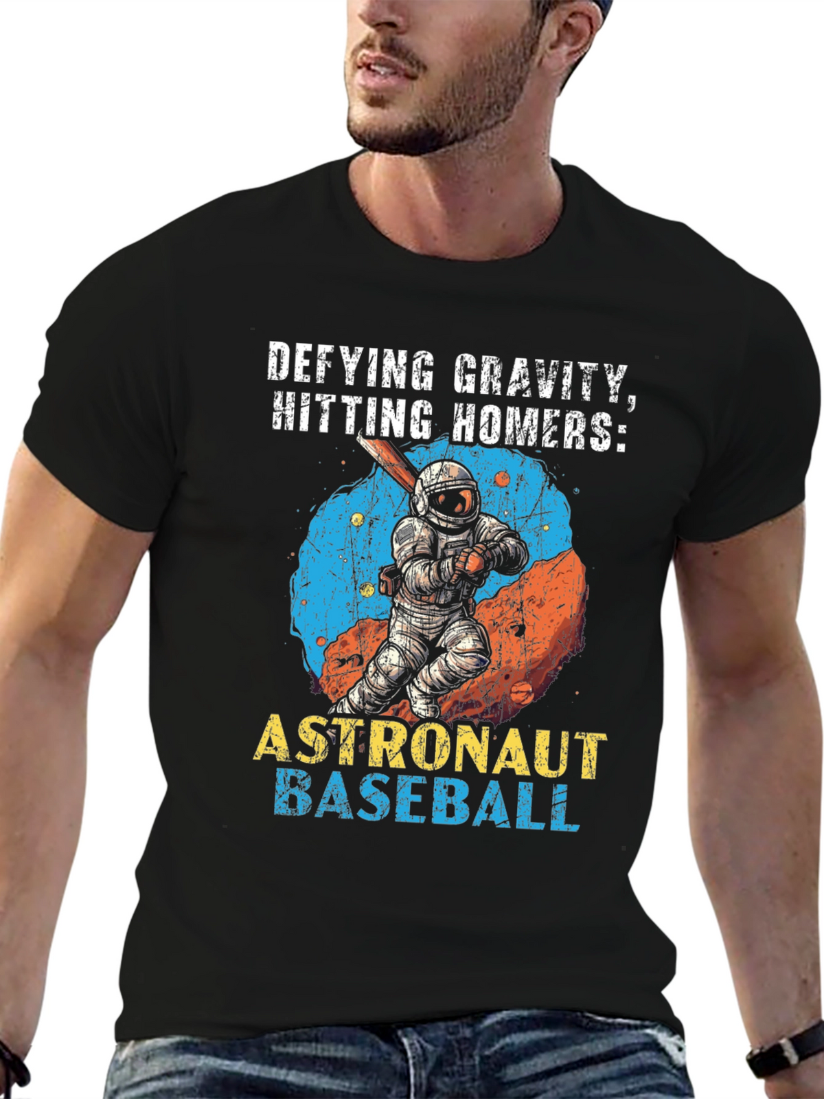 Defying Gravity Astronaut Baseball T-Shirt
