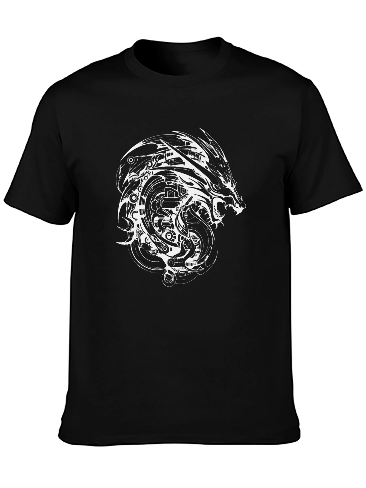 Mens Black Dragon Graphic Tee - Steampunk Style