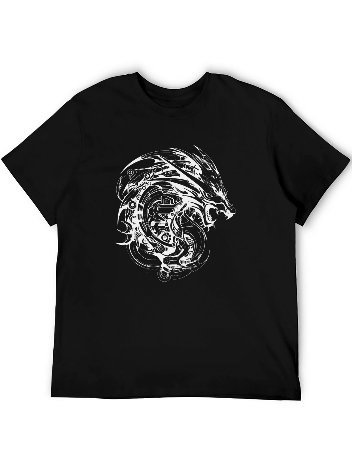 Mens Black Dragon Graphic Tee - Steampunk Style
