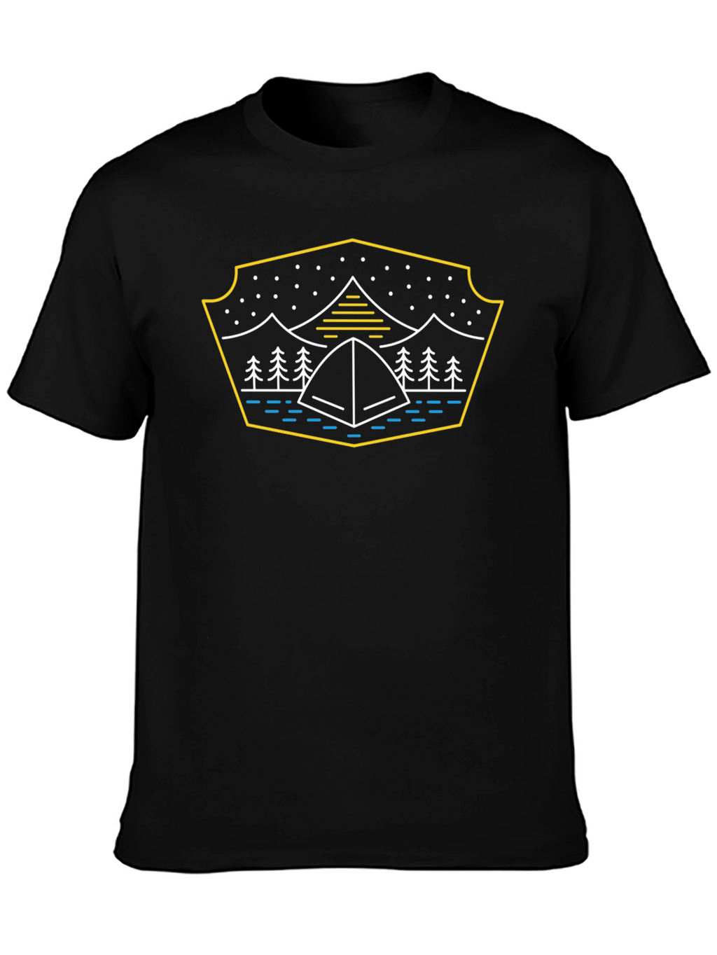 Camping Tent Graphic T-Shirt - Black