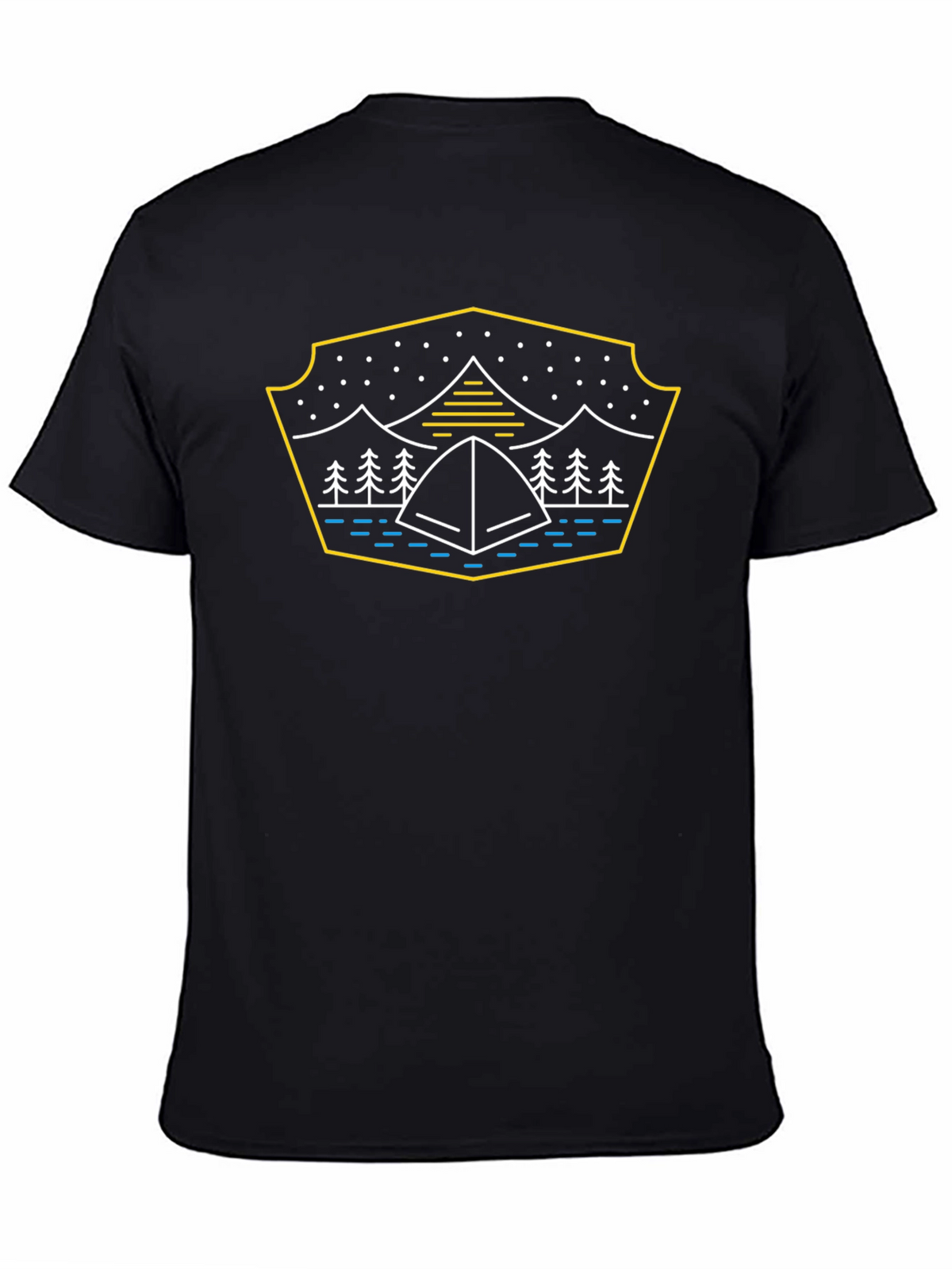 Camping Tent Graphic T-Shirt - Black
