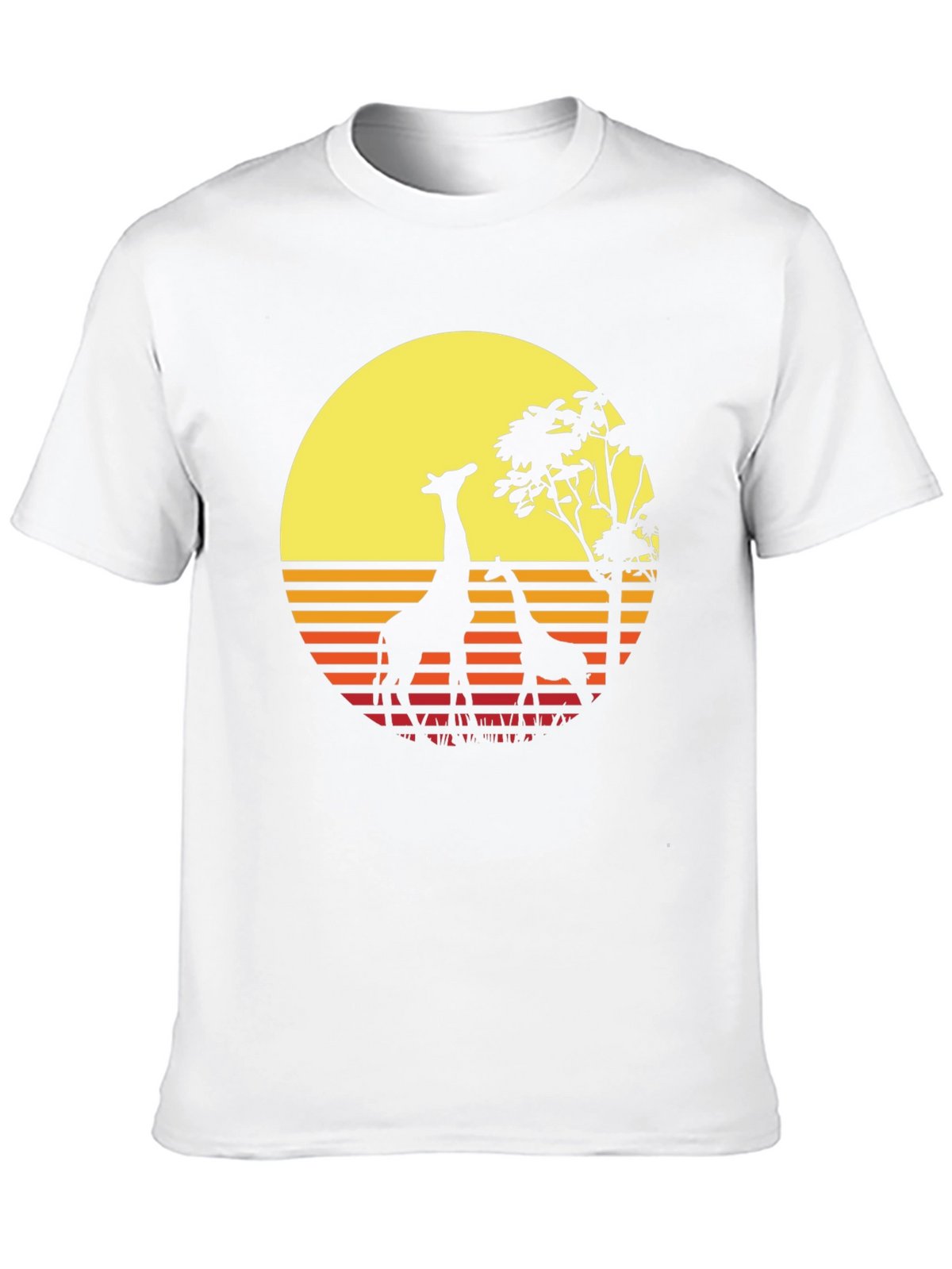 Retro Giraffe Sunset T-Shirt - Black