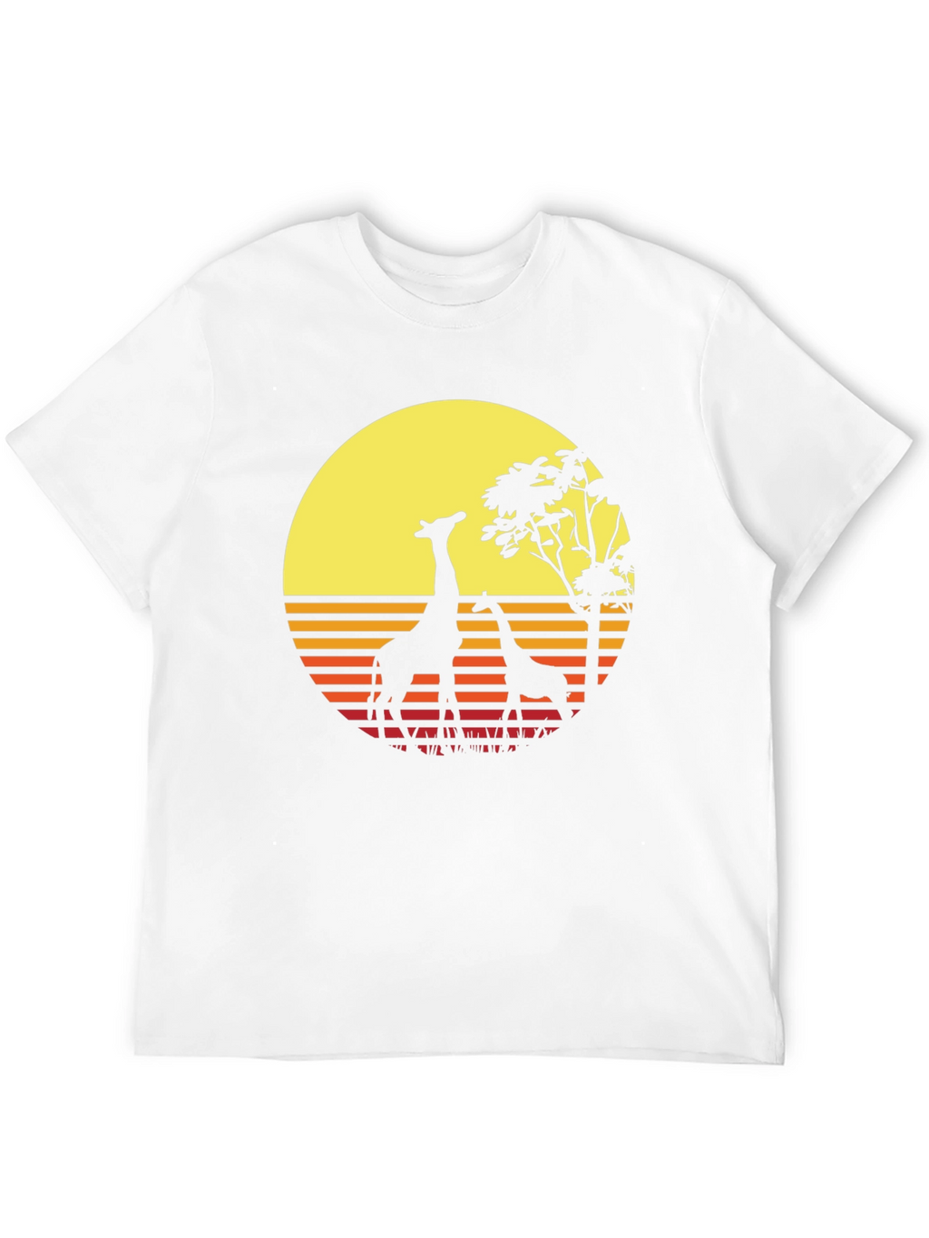 Retro Giraffe Sunset T-Shirt - Black