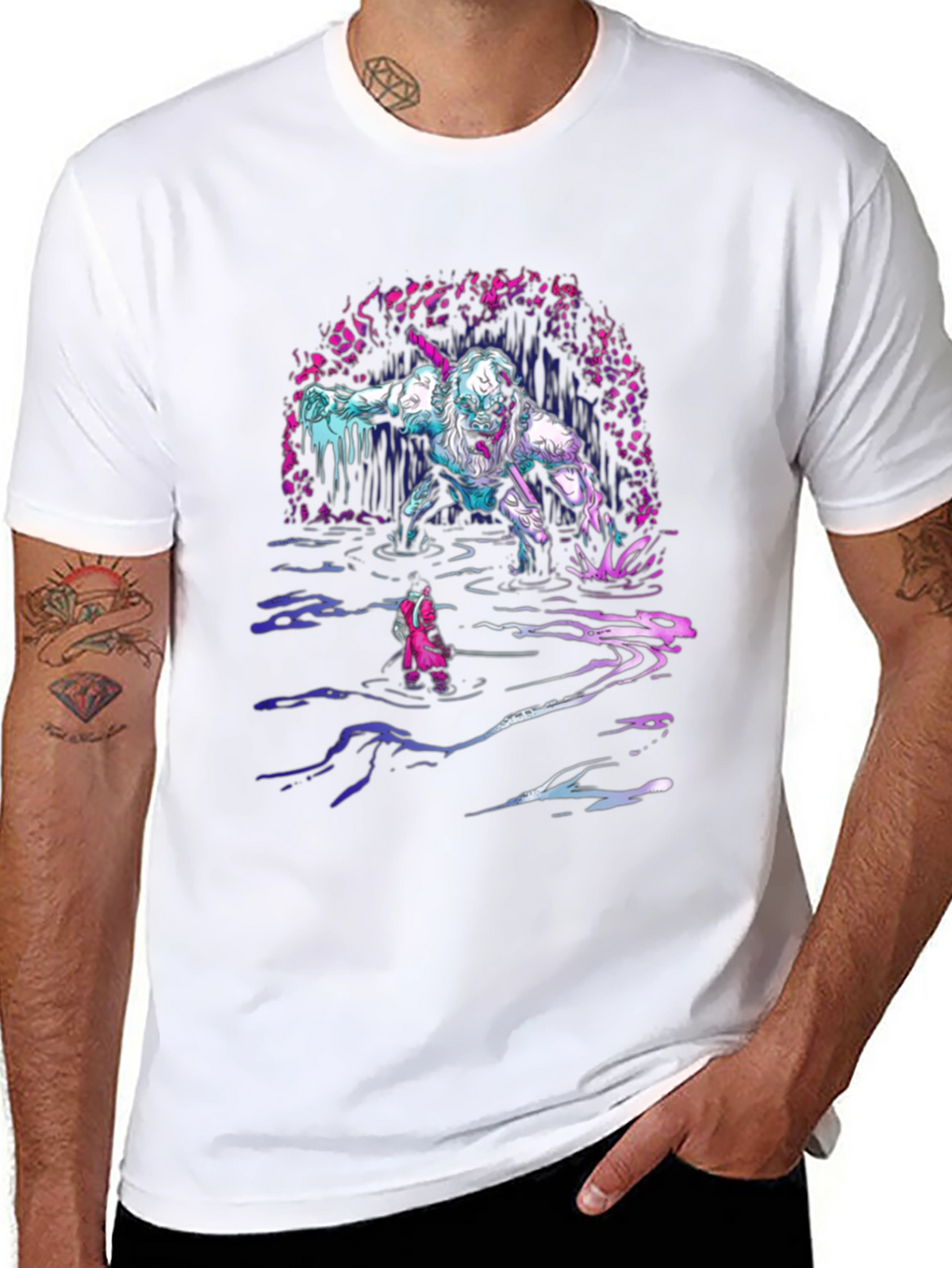 Monster Graphic Tee - Black Cotton T-Shirt