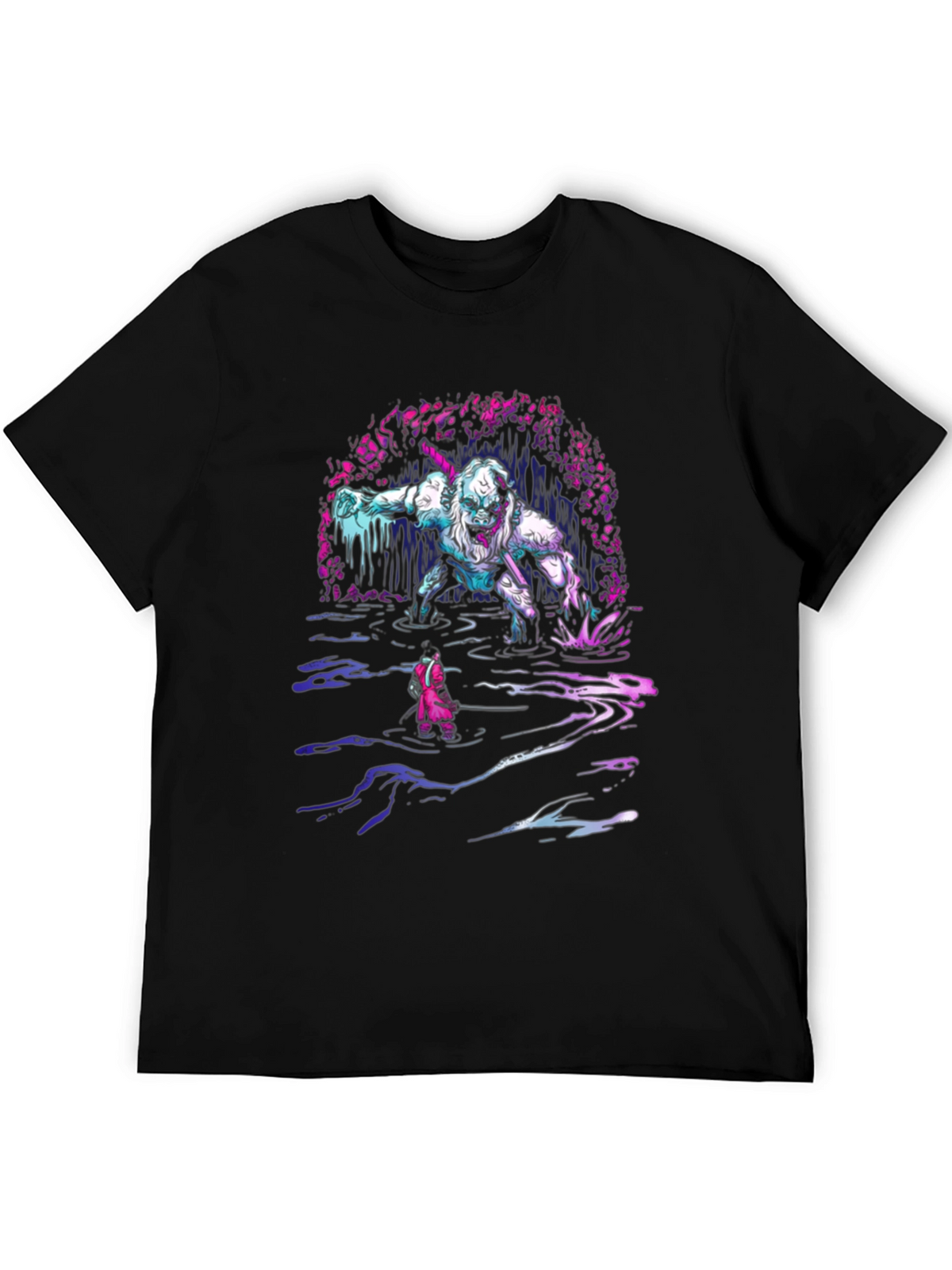 Monster Graphic Tee - Black Cotton T-Shirt