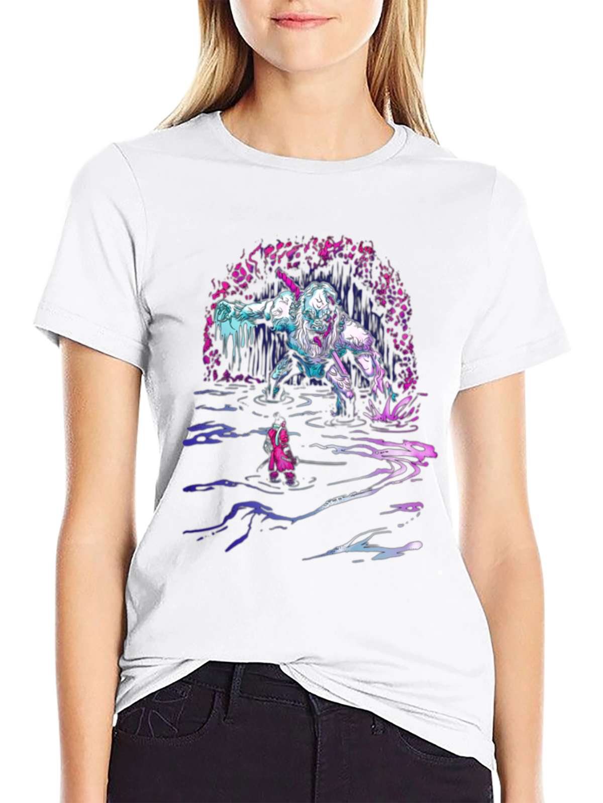 Monster Graphic Tee - Black Cotton T-Shirt