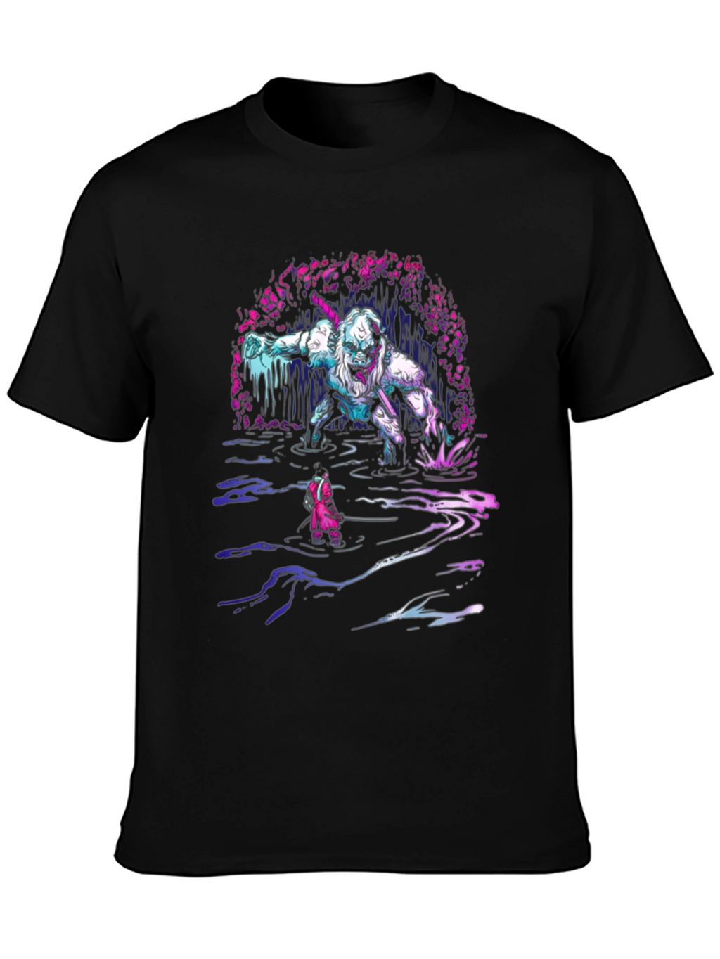 Monster Graphic Tee - Black Cotton T-Shirt