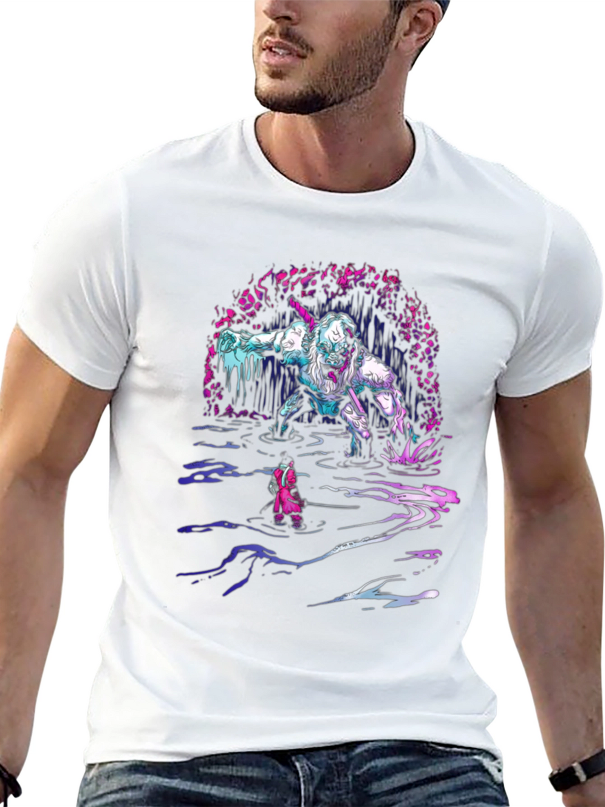 Monster Graphic Tee - Black Cotton T-Shirt