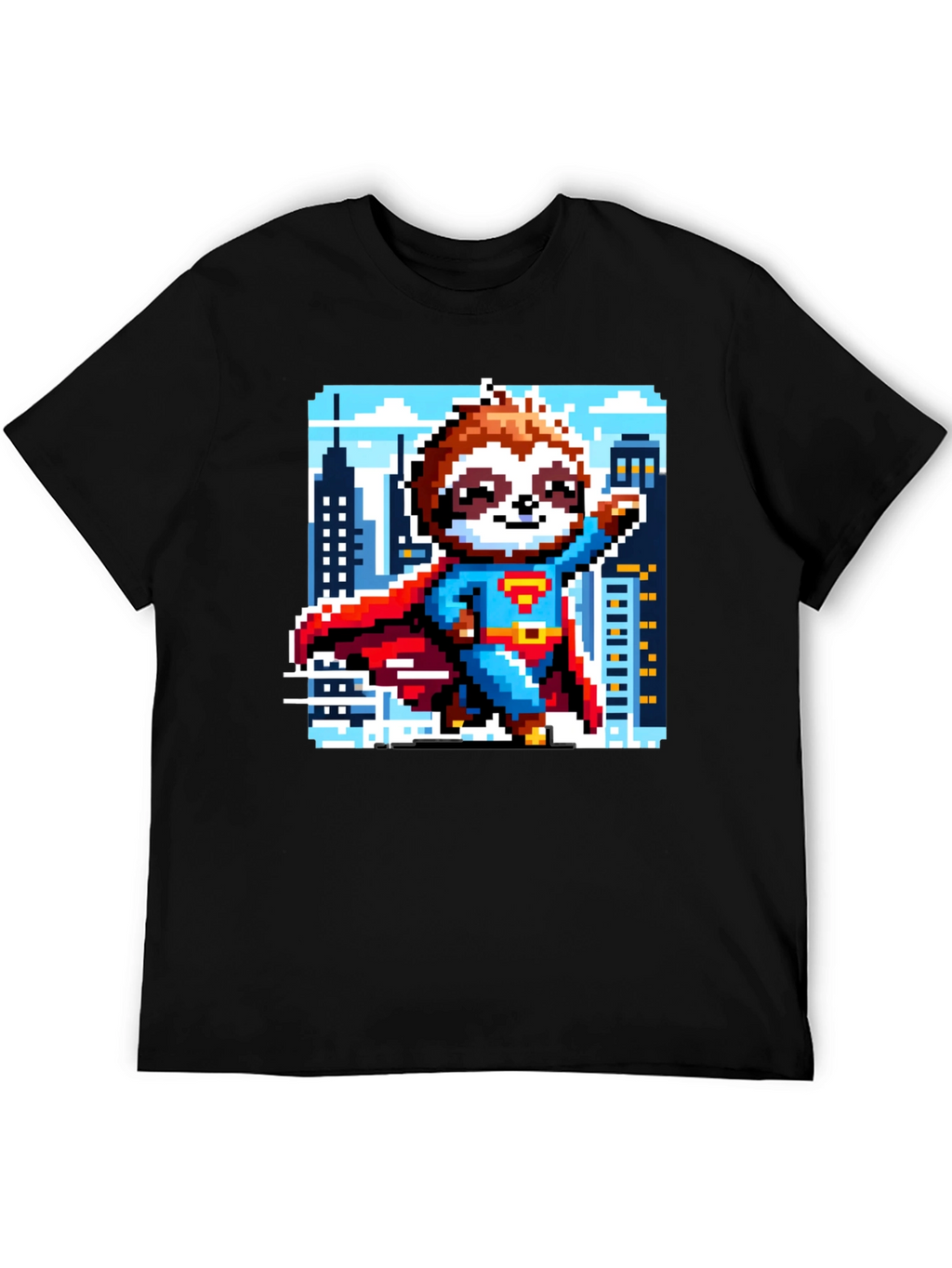Pixel Sloth Superman T-Shirt - Heroic Comfort!