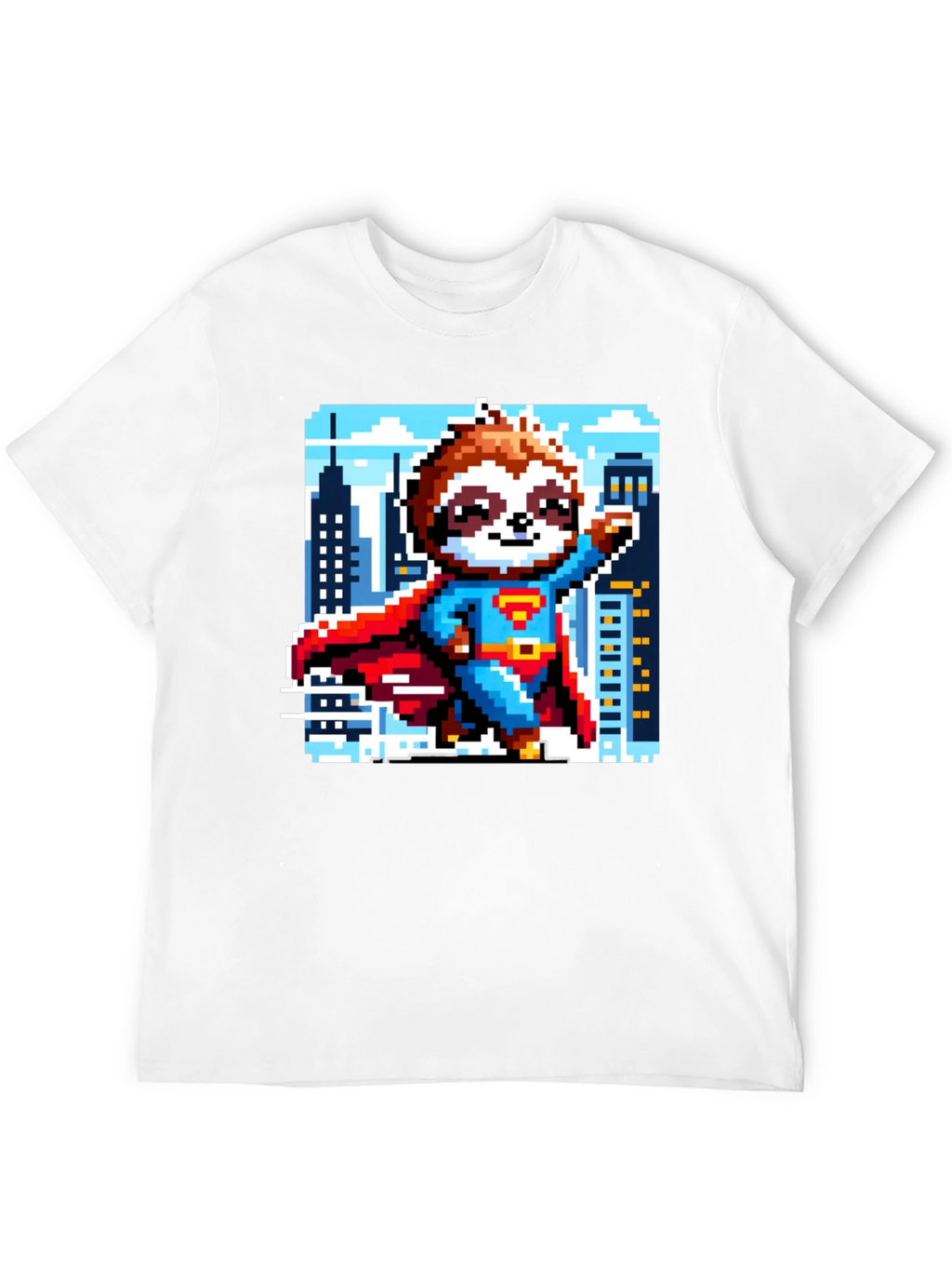 Pixel Sloth Superman T-Shirt - Heroic Comfort!