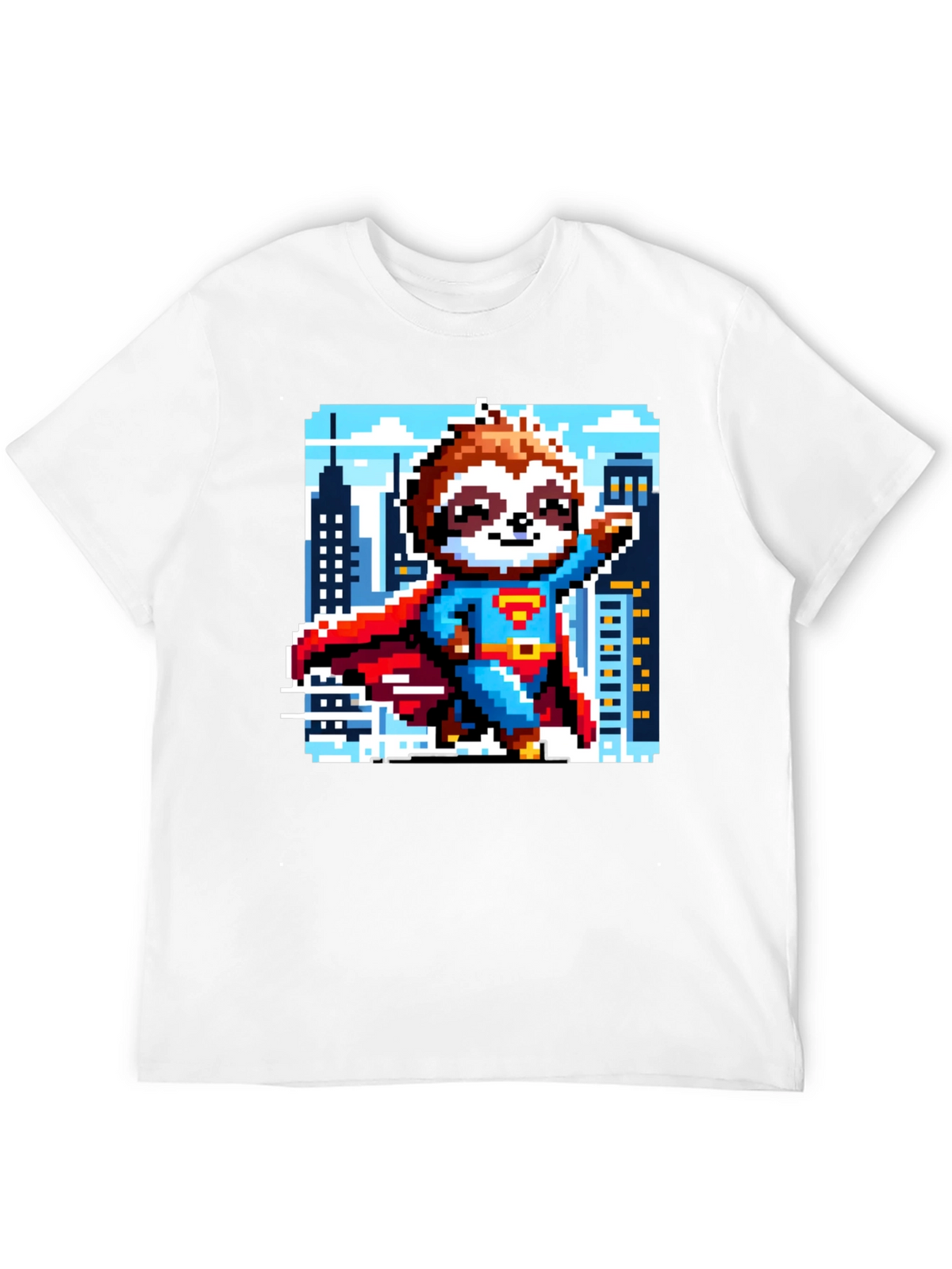Pixel Sloth Superman T-Shirt - Heroic Comfort!