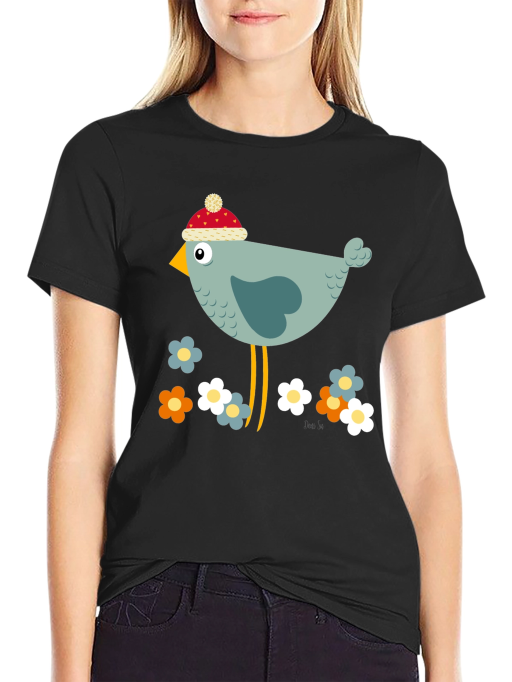 Cartoon Bird Graphic Tee - Whimsical Bird Lovers T-Shirt