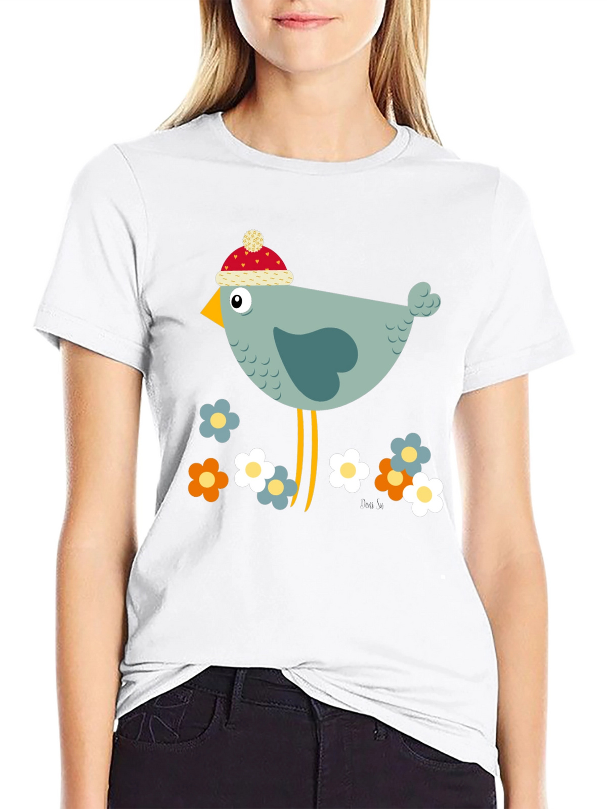 Cartoon Bird Graphic Tee - Whimsical Bird Lovers T-Shirt