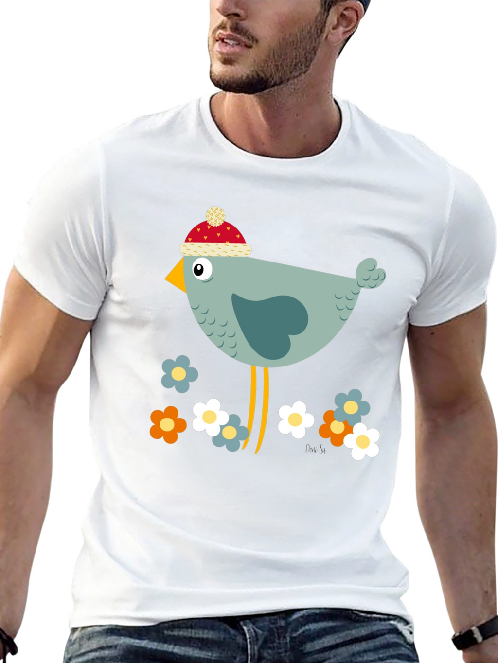 Cartoon Bird Graphic Tee - Whimsical Bird Lovers T-Shirt